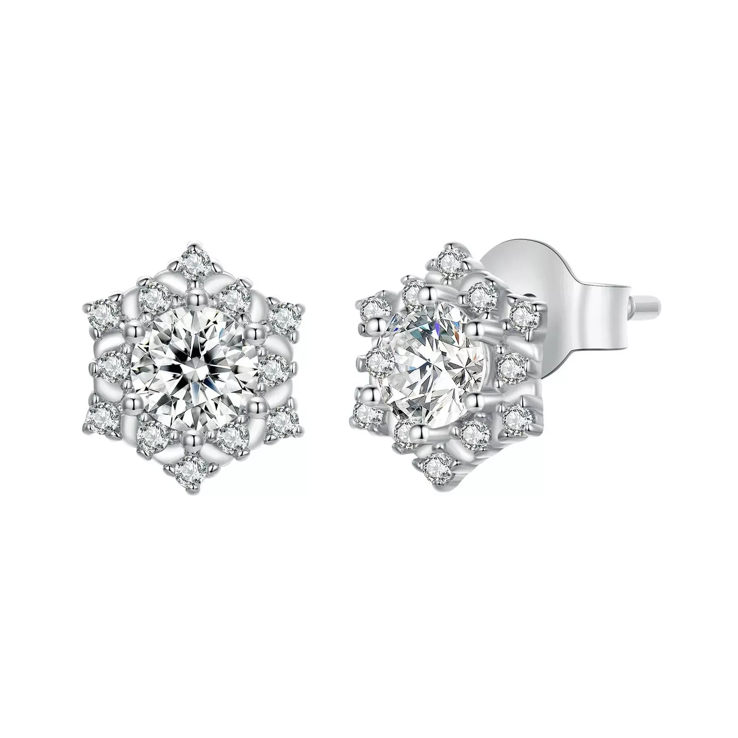 925 Sterling Silver Pavé Setting CZ Platinum Plated Earrings