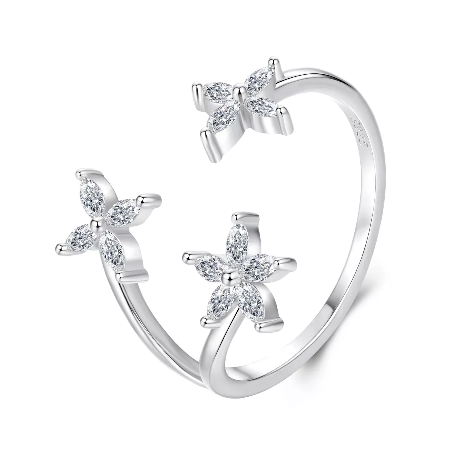 925 Sterling Silver Pavé Setting CZ White Gold Ring for Women