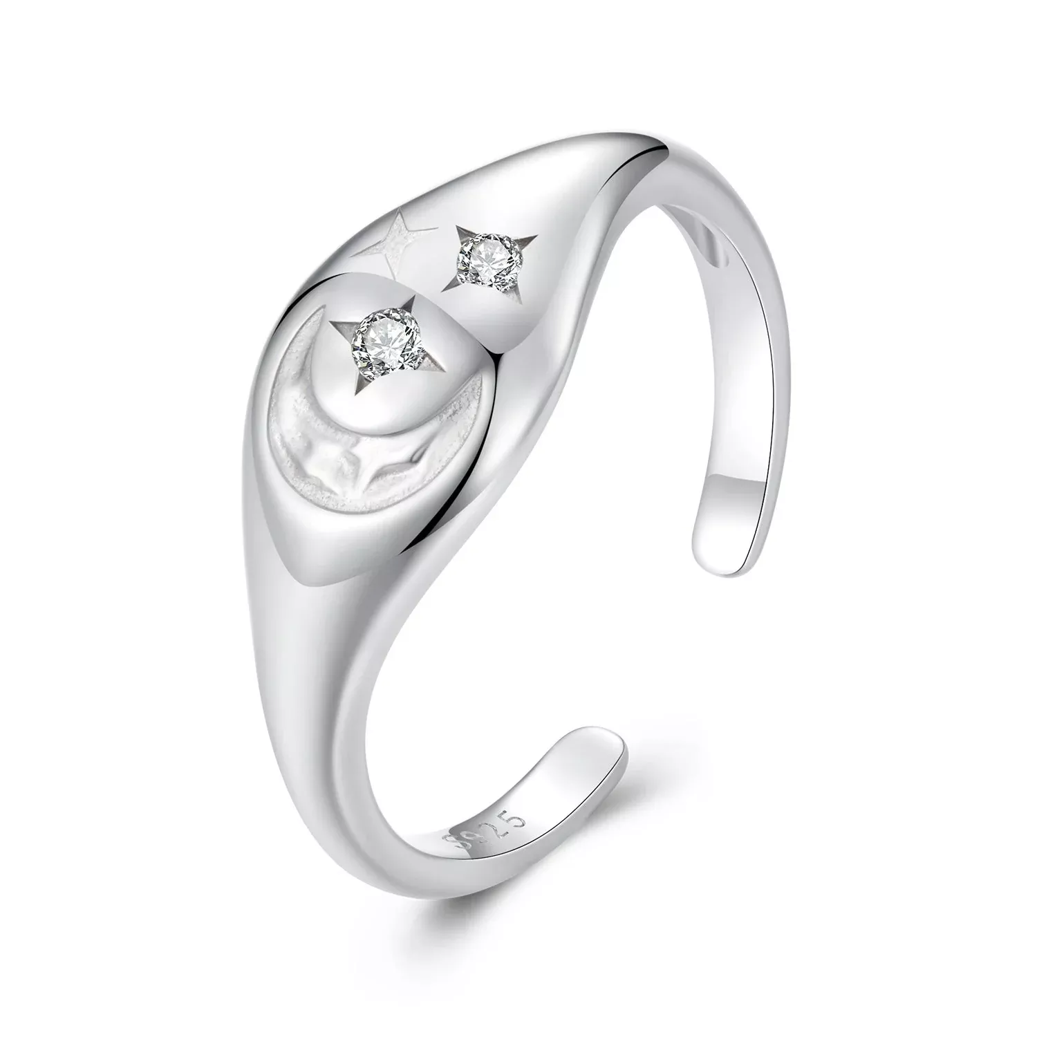 925 Sterling Silver Pavé White Gold Plated CZ Rings - Width 0.2-0.8cm