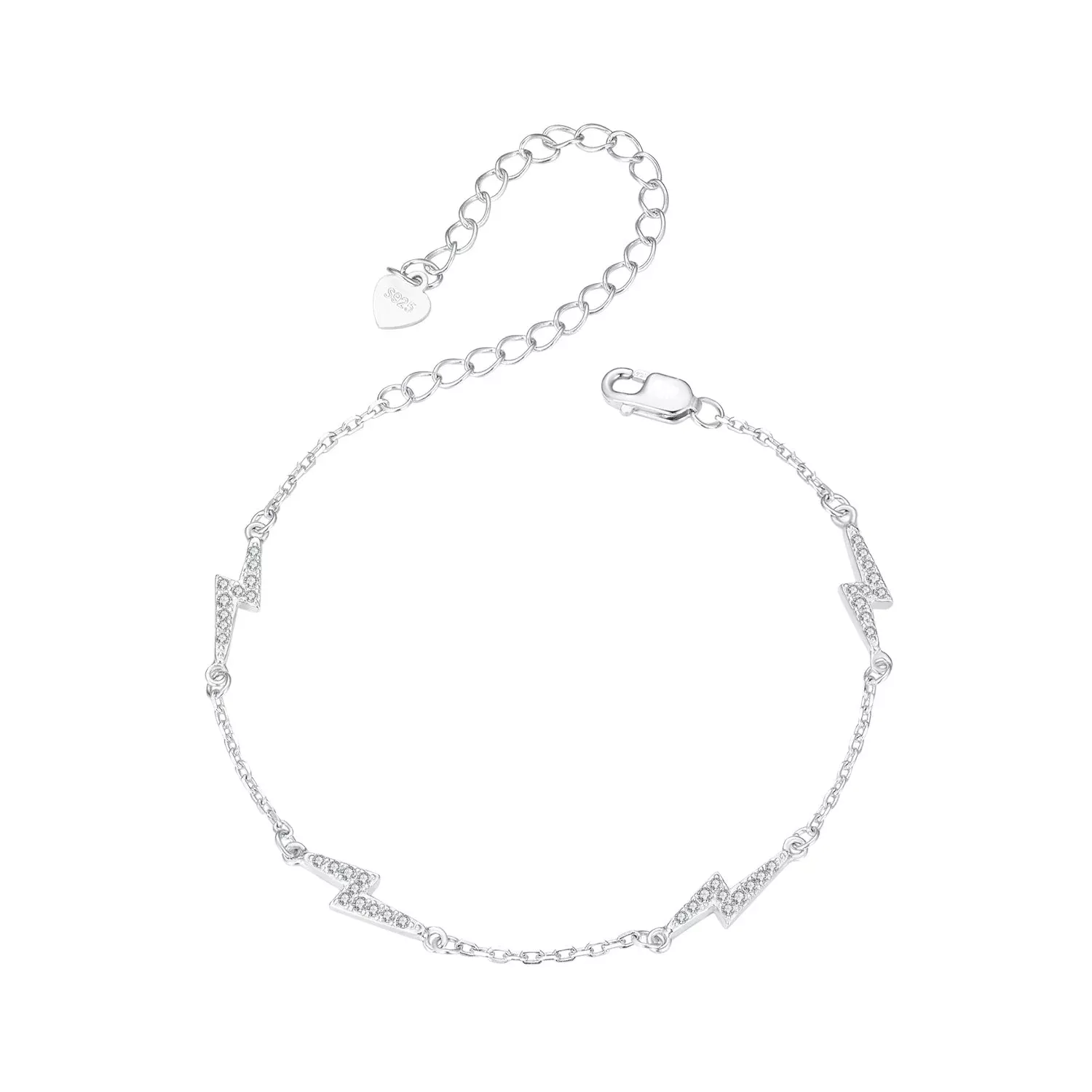 925 Sterling Silver Pave Setting CZ Bracelet with White Gold Plating