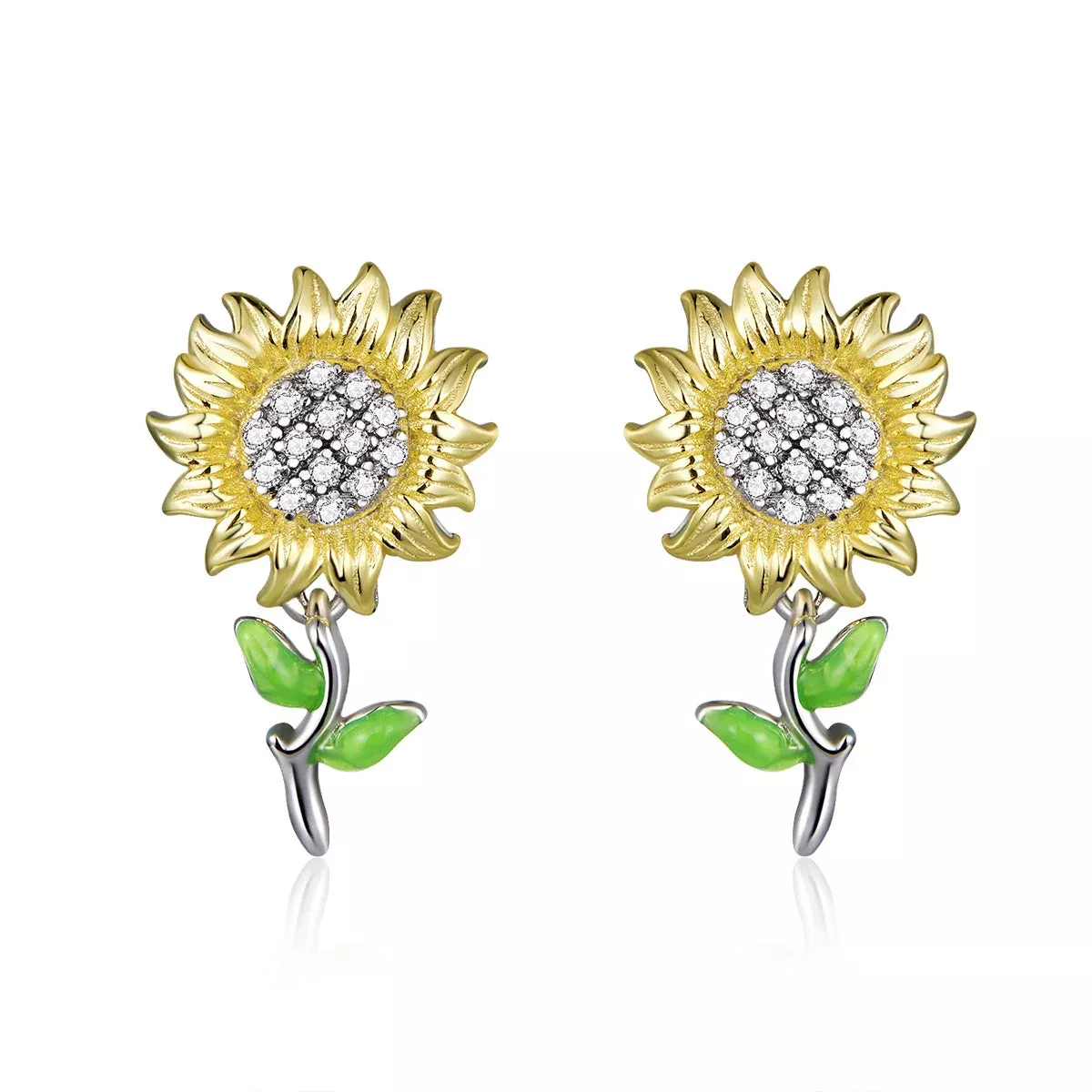 925 Sterling Silver Plated Gold Earrings with Enamel Process