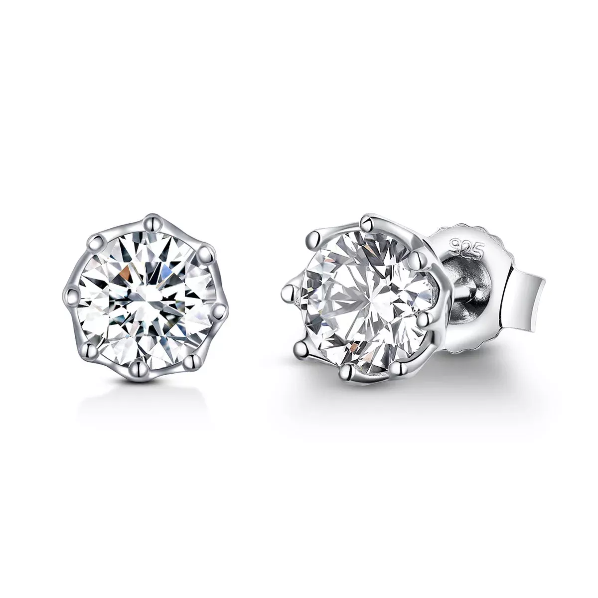 925 Sterling Silver Plated Platinum 0.6cm CZ Earrings