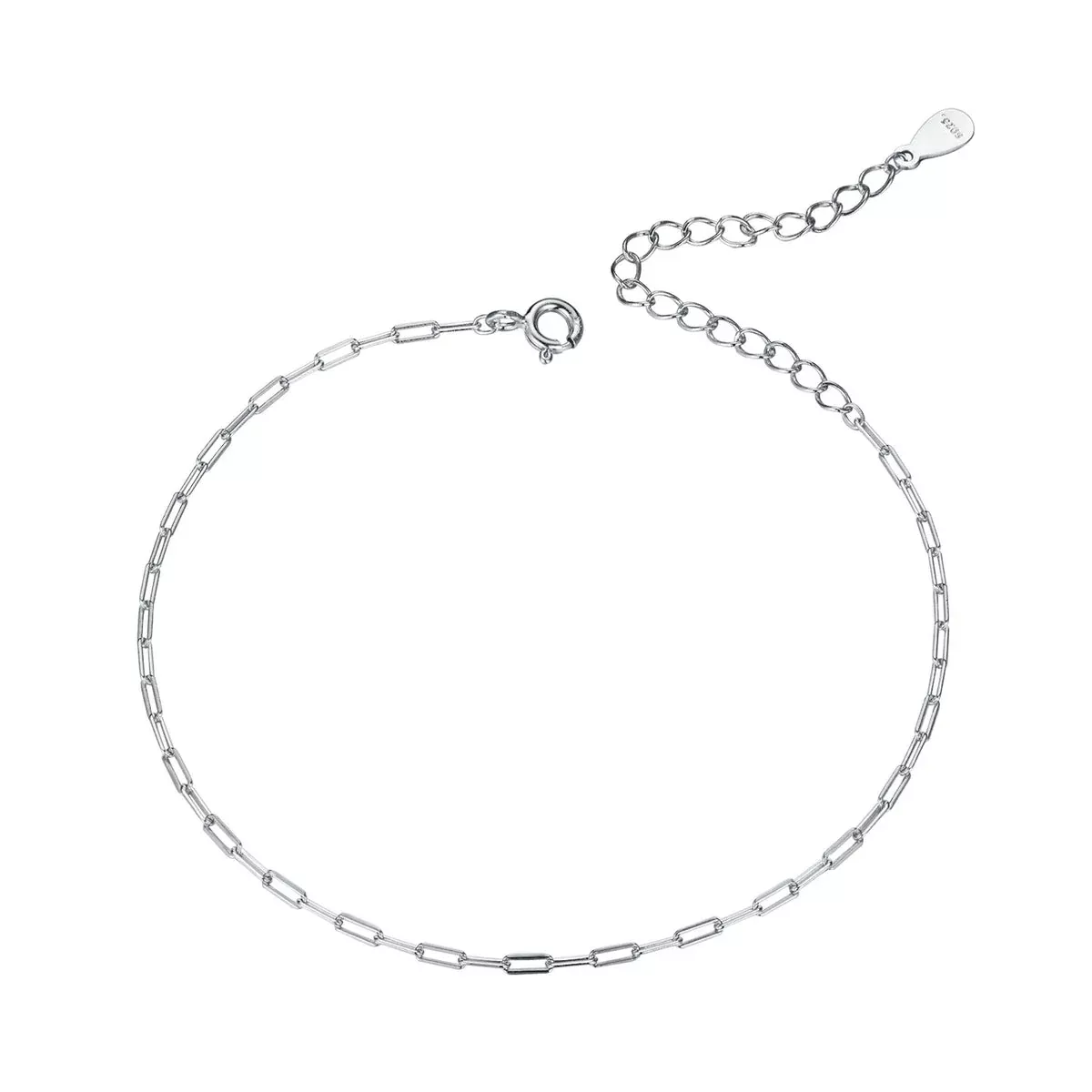 925 Sterling Silver & Plated Platinum Bracelet - 17+5cm Length