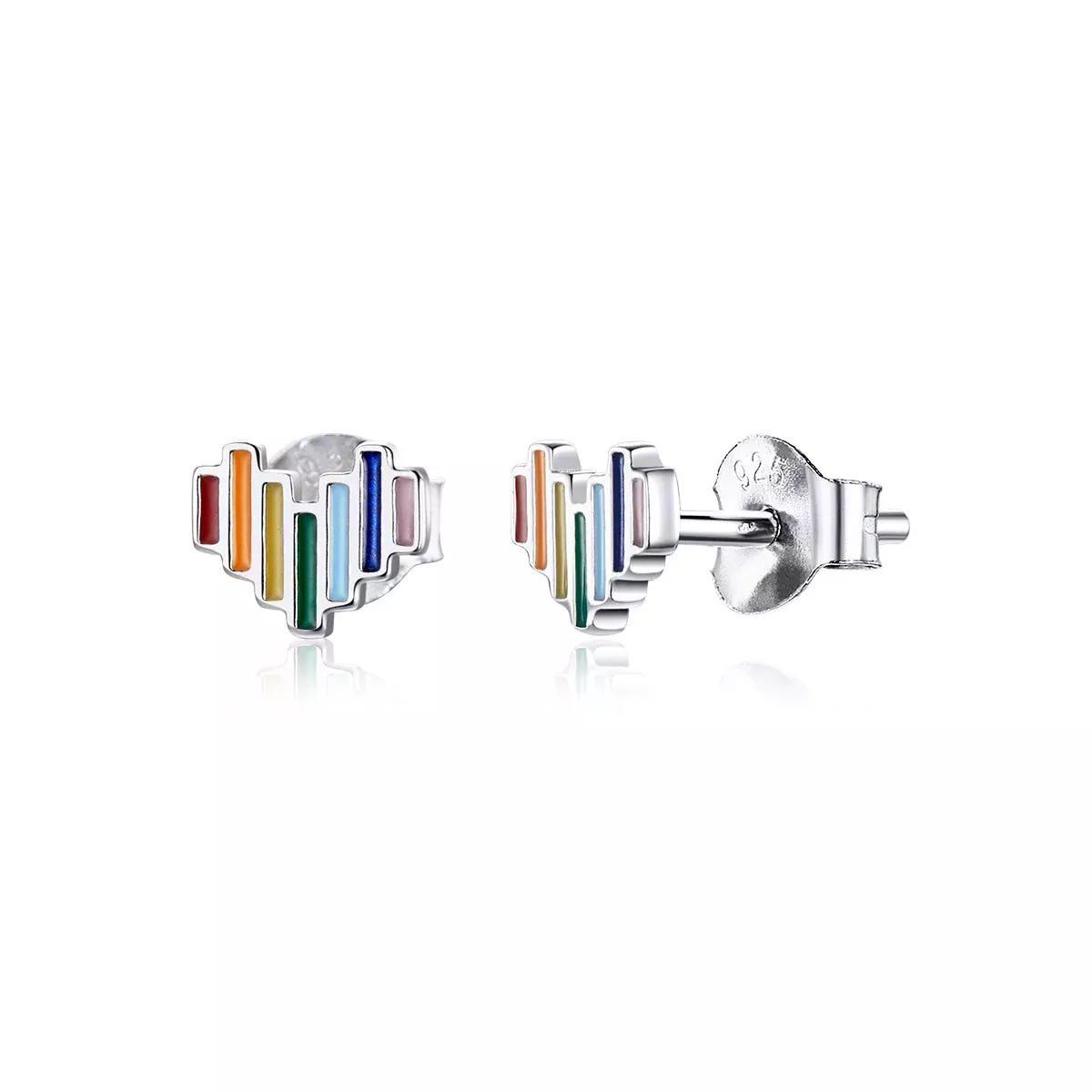 925 Sterling Silver Plated Platinum Earrings 0.5x0.6cm