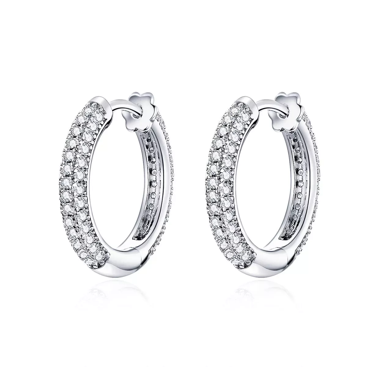 925 Sterling Silver Plated Platinum Pavé Setting CZ Earrings