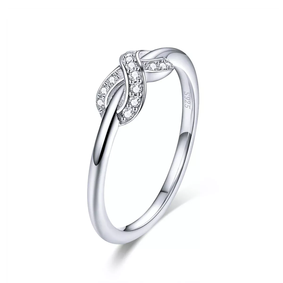 925 Sterling Silver Plated Platinum Size 6.0 Pavé Setting CZ Ring
