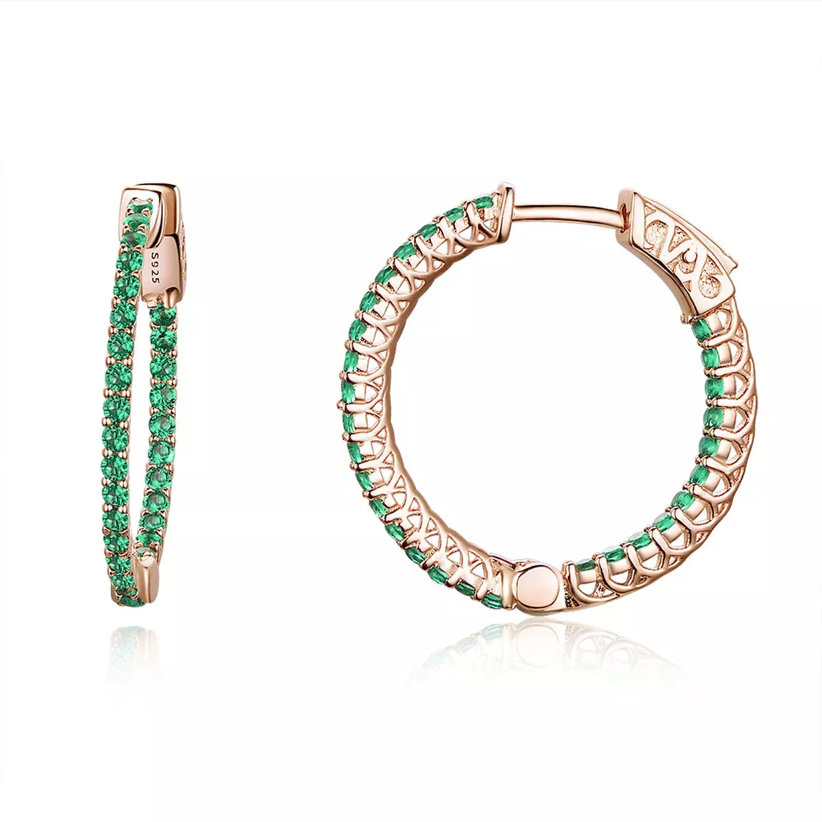 925 Sterling Silver Plated Rose Gold Pavé Setting CZ Earrings