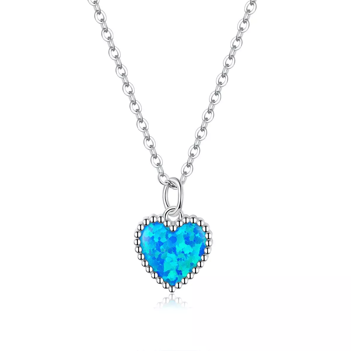 925 Sterling Silver Plated Translucent Opal Necklace 45cm for Women