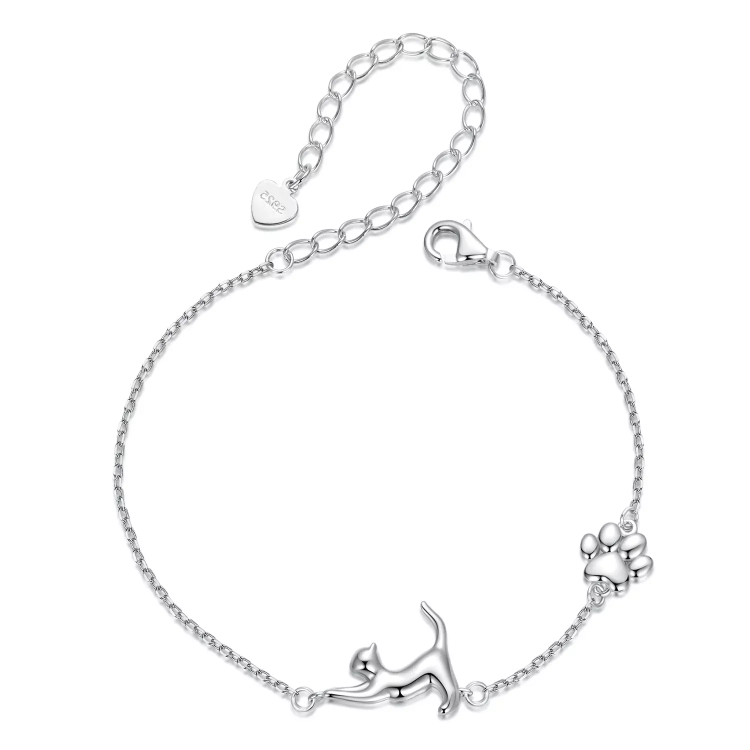 925 Sterling Silver Plated White Gold Adjustable Bracelet for Women