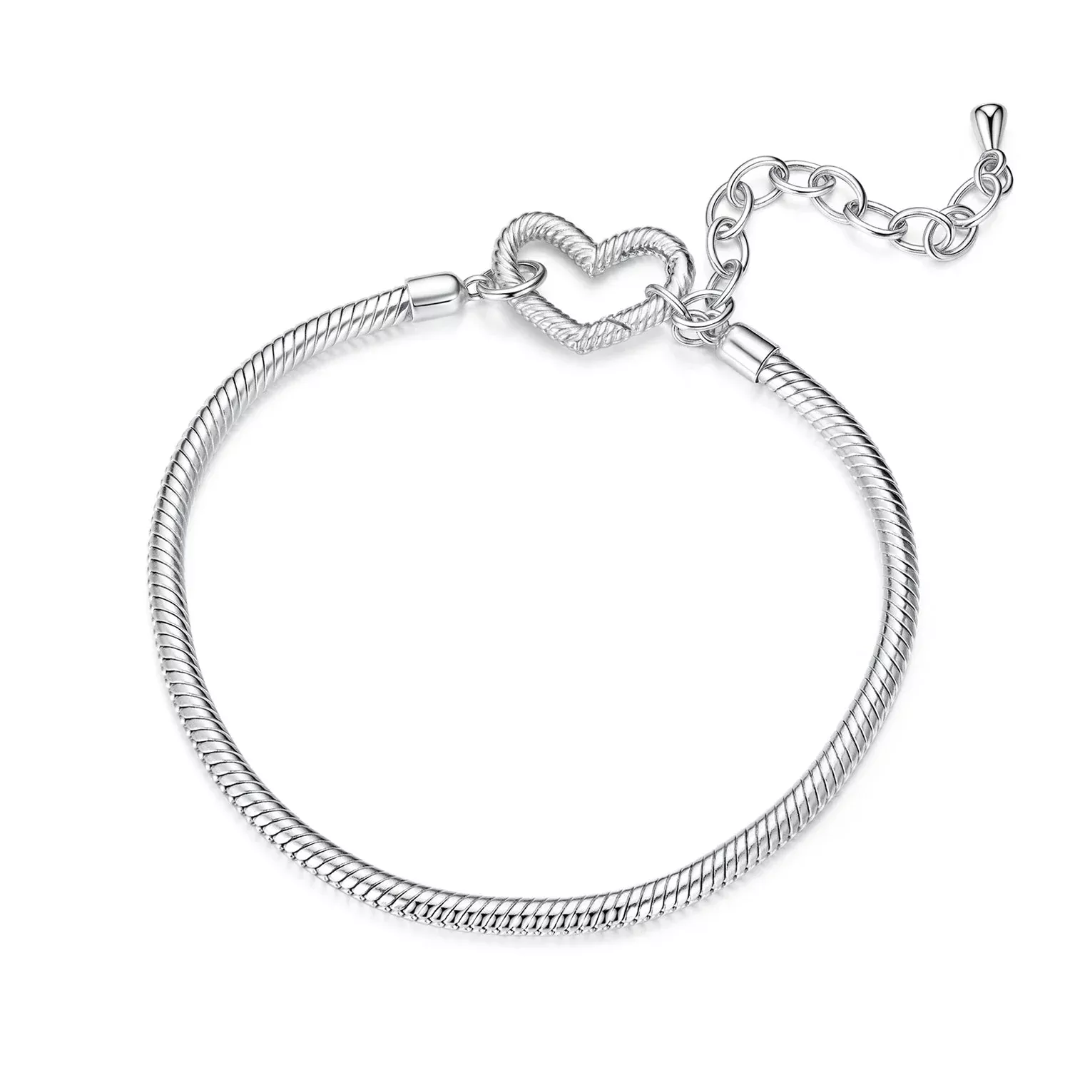 925 Sterling Silver Plated White Gold Bracelet - Adjustable 17+5cm