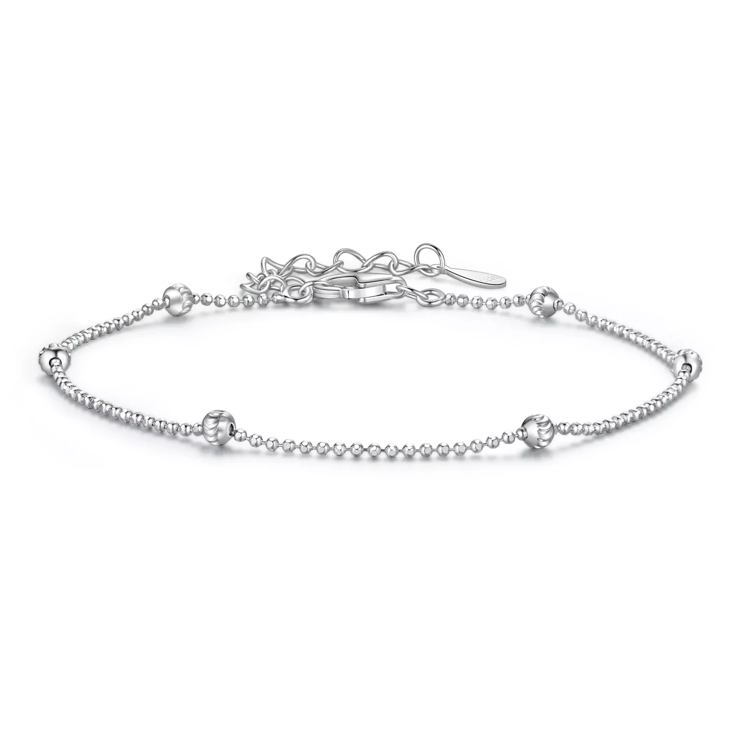 925 Sterling Silver & Plated White Gold Bracelet with Adjustable Length