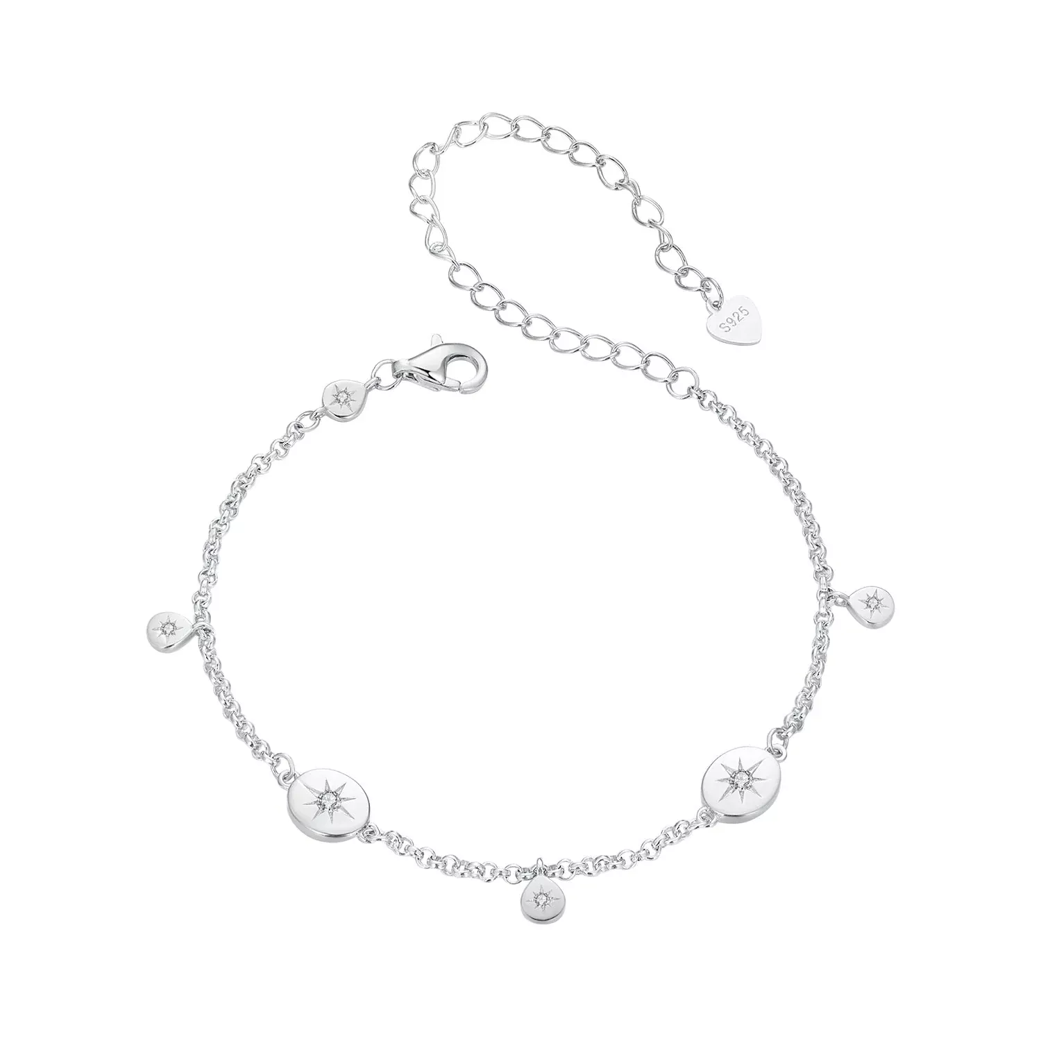 925 Sterling Silver & Plated White Gold CZ Bracelet