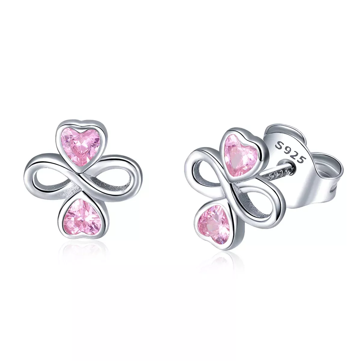 925 Sterling Silver & Platinum Plated Pavé Setting CZ Earrings