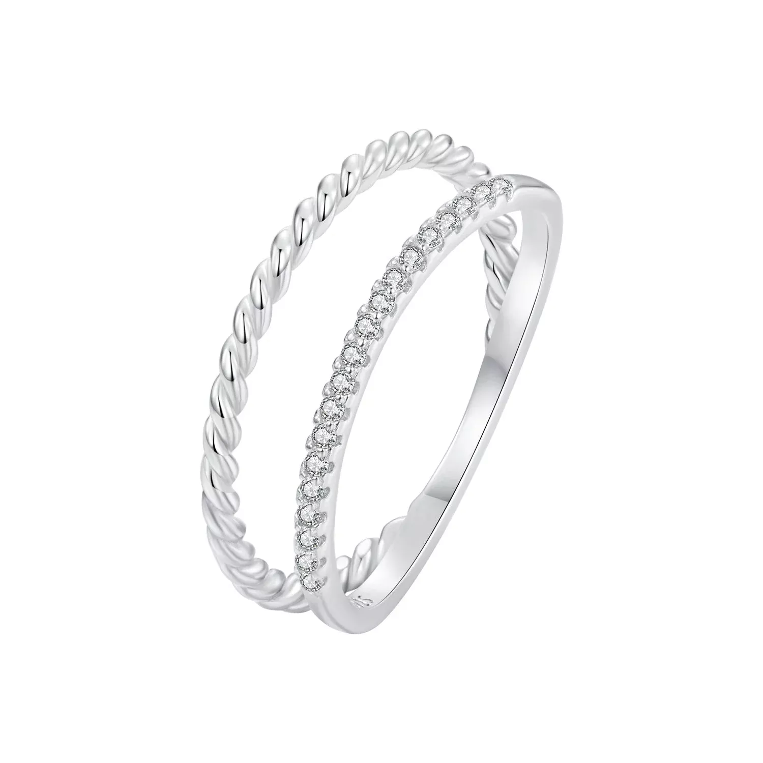 925 Sterling Silver Ring 6.0 Size with Pavé Setting CZ