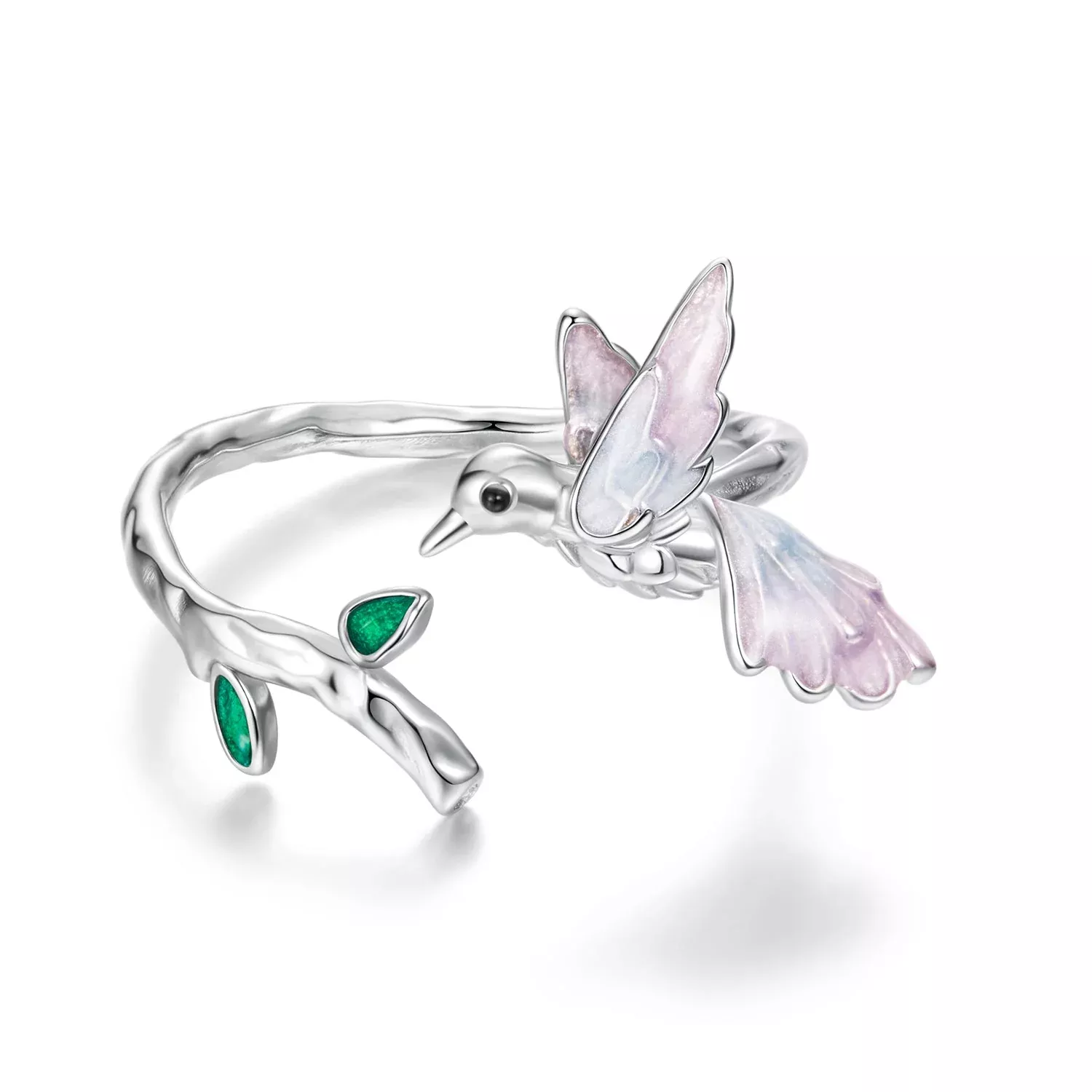 925 Sterling Silver Ring with Enamel and Oxidized Finish in Style E for Women