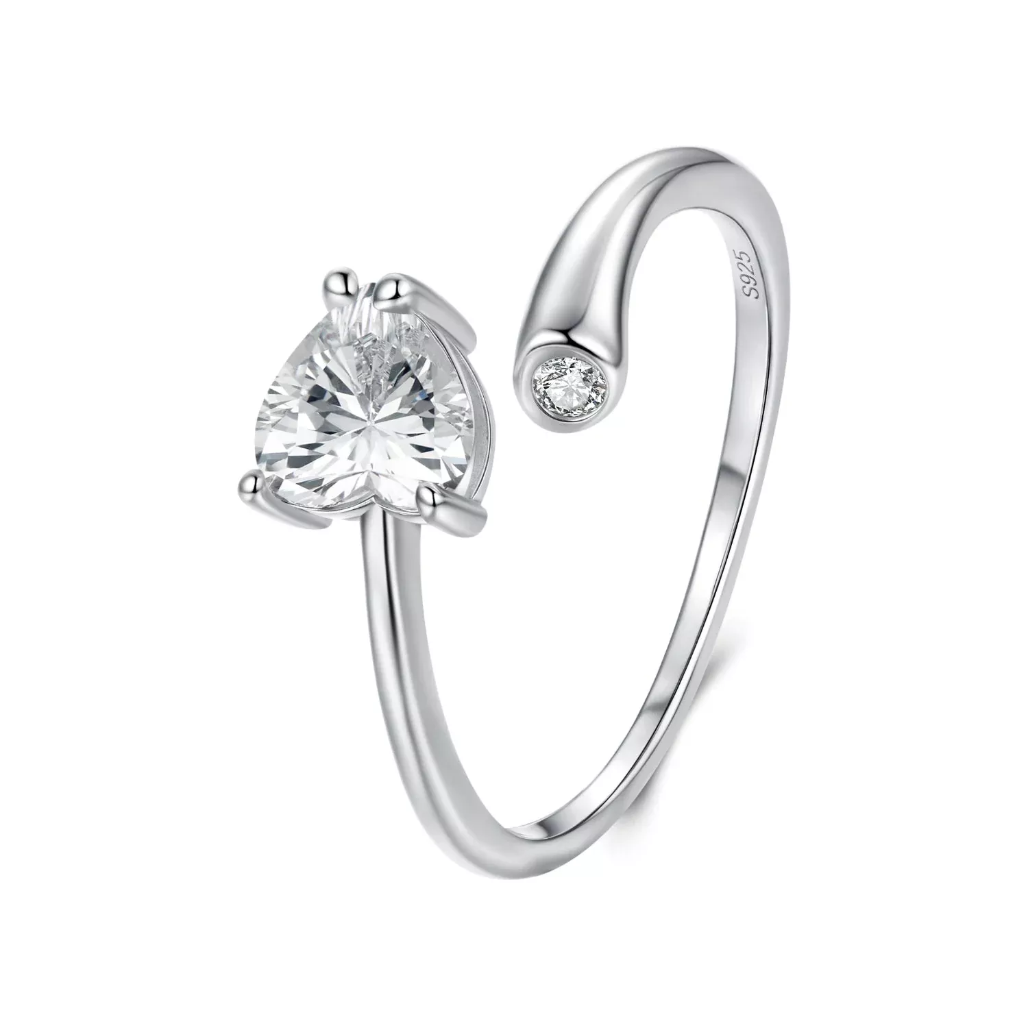 925 Sterling Silver Ring with Pavé Setting CZ, 0.6 cm Width, Style E for Women