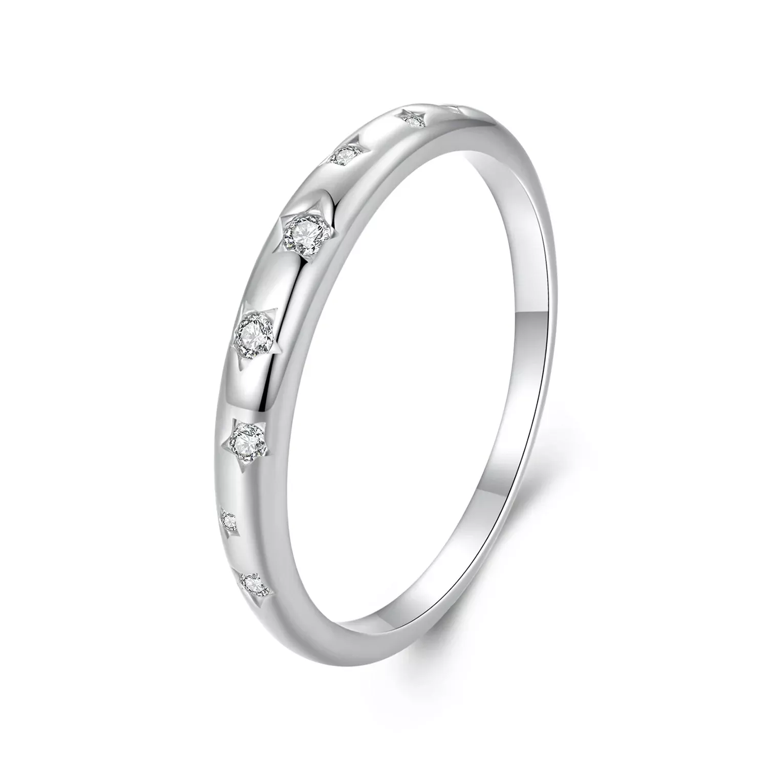 925 Sterling Silver Ring with Pavé Setting CZ, Size 6.0 for Women
