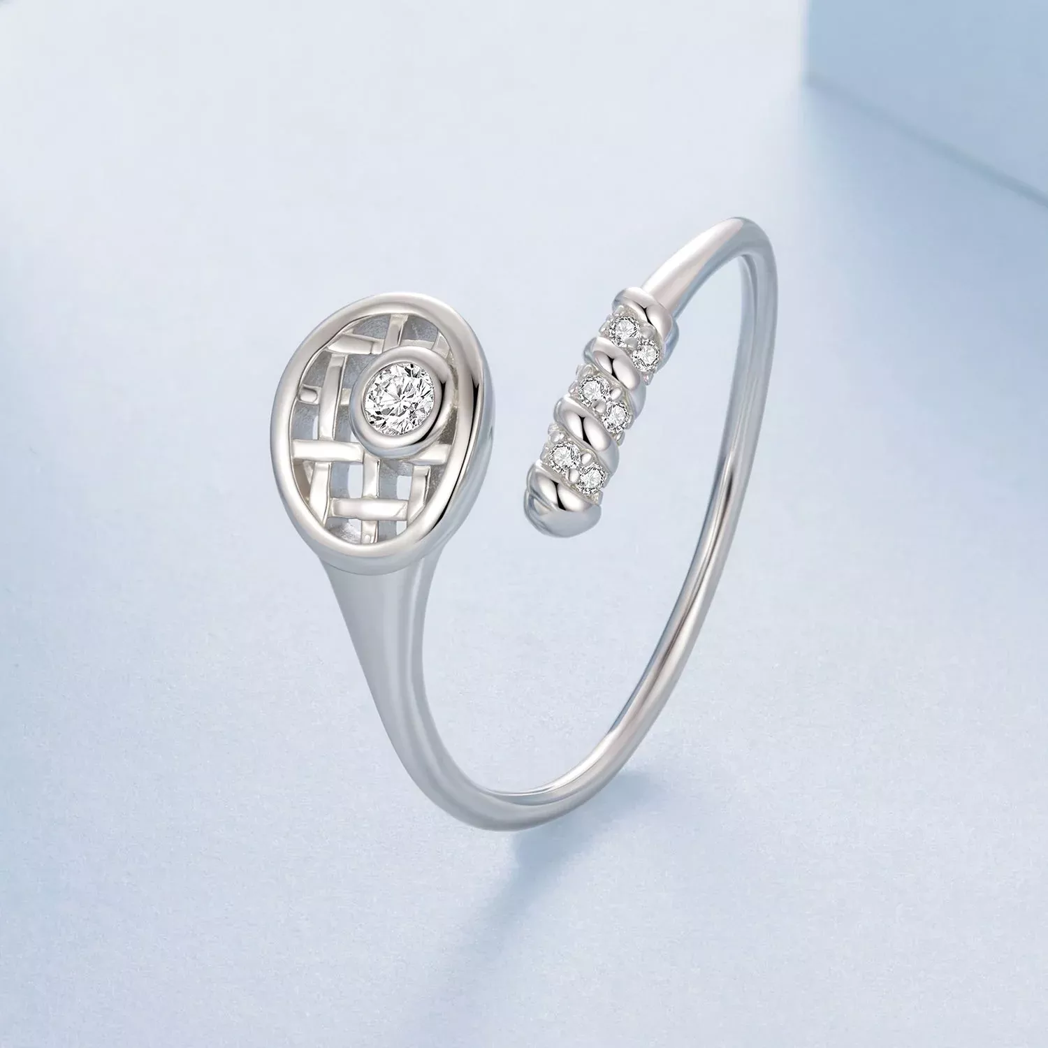 925 Sterling Silver Ring with Pavé Setting CZ, Width 0.11-0.72cm, for Women