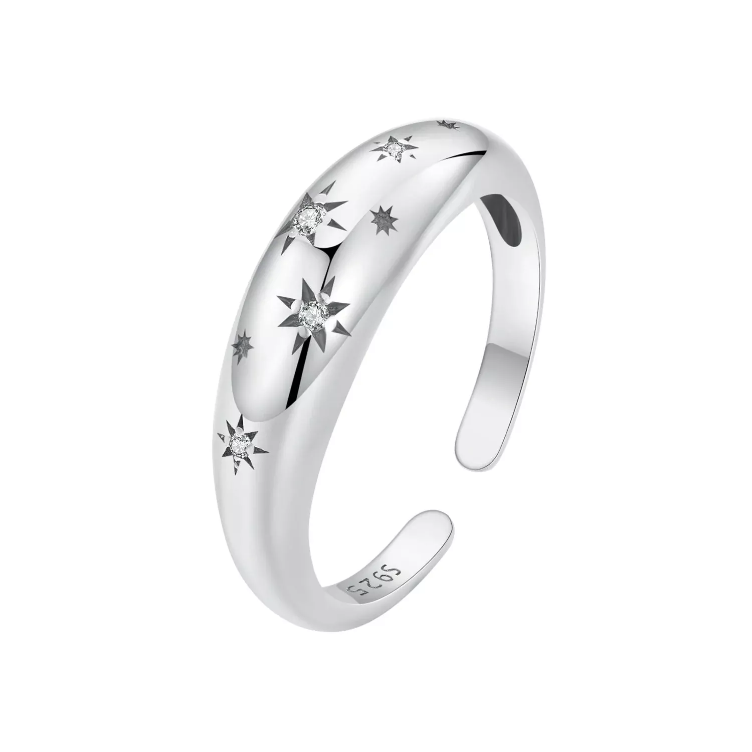 925 Sterling Silver Ring with Pavé Setting CZ, Width 2.2-5.8mm, Oxidized Silver, Women's Ring