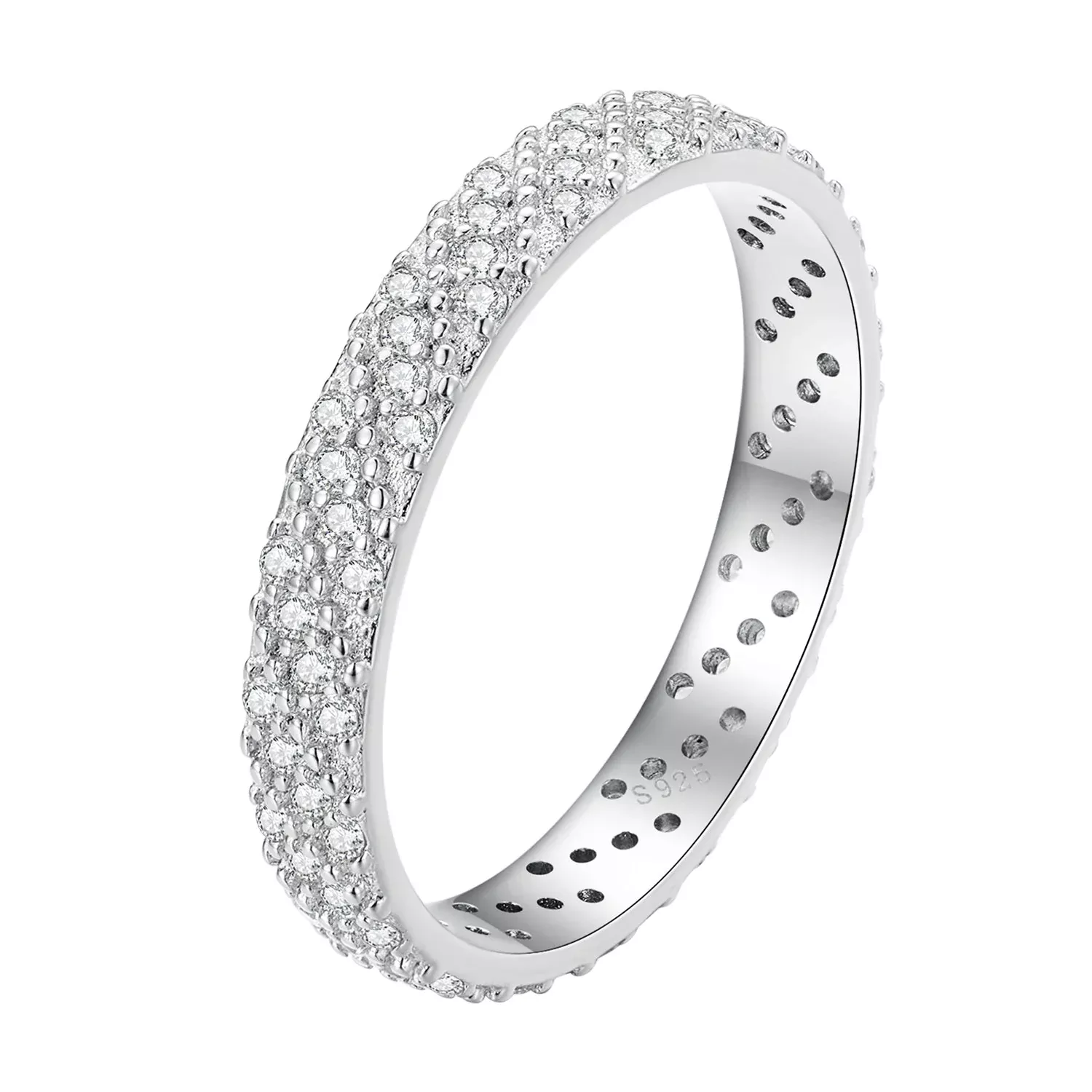 925 Sterling Silver Ring with Pavé Setting CZ for Women Size 6.0