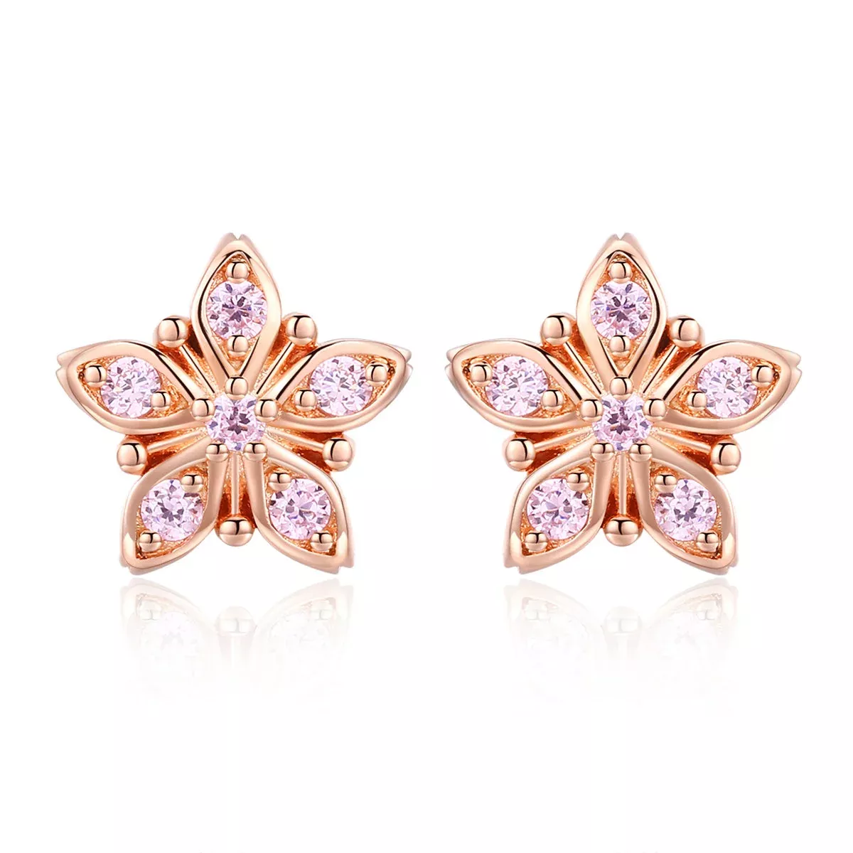 925 Sterling Silver Rose Gold Plated Pavé Setting CZ Earrings