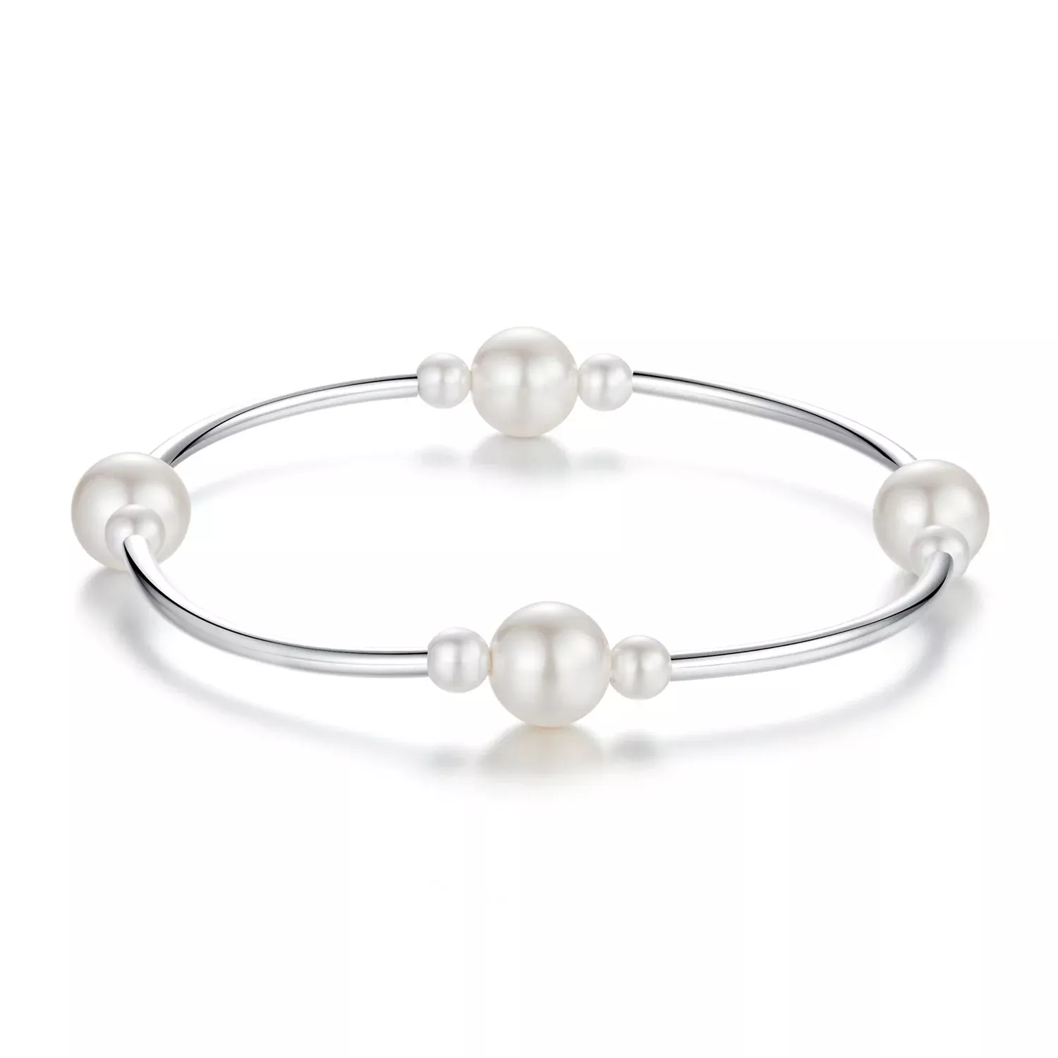 925 Sterling Silver Shell Pearl Stretchable Bracelet for Women