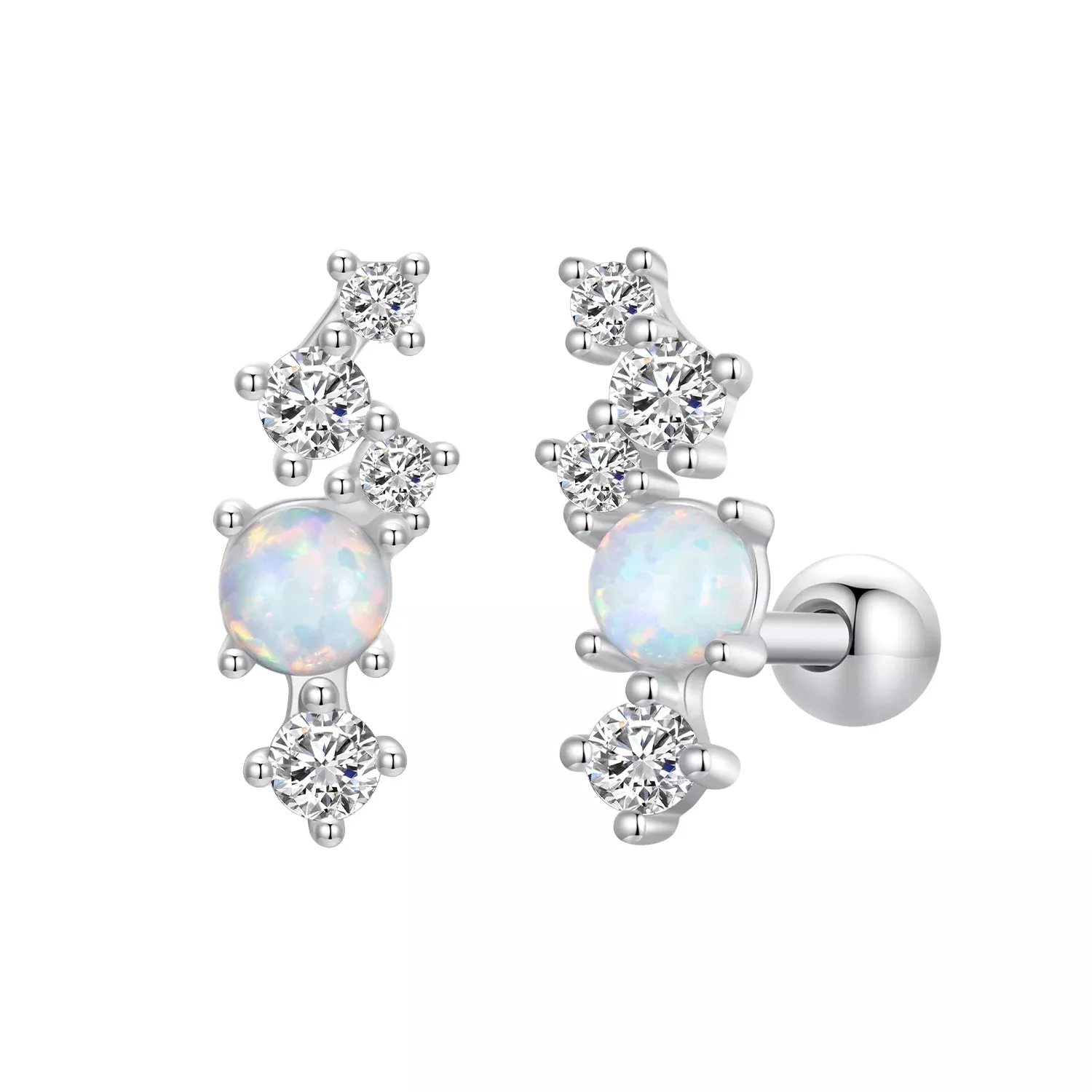 925 Sterling Silver Translucent Opal CZ Earrings for Women