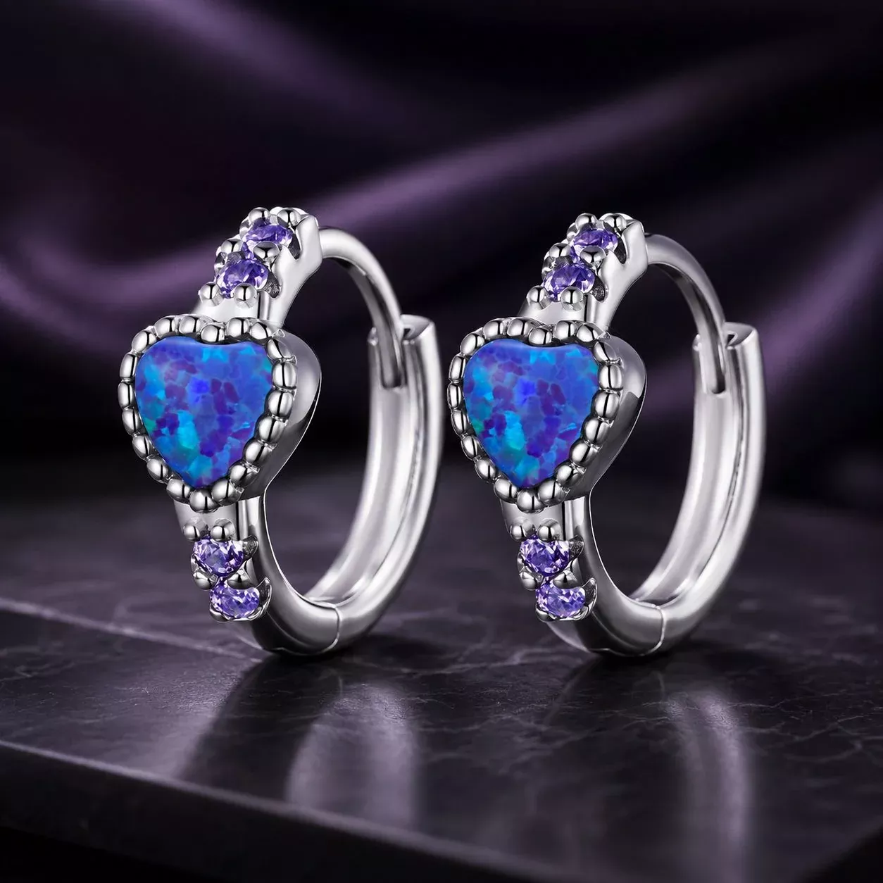 925 Sterling Silver Translucent Opal Earrings with CZ for Women