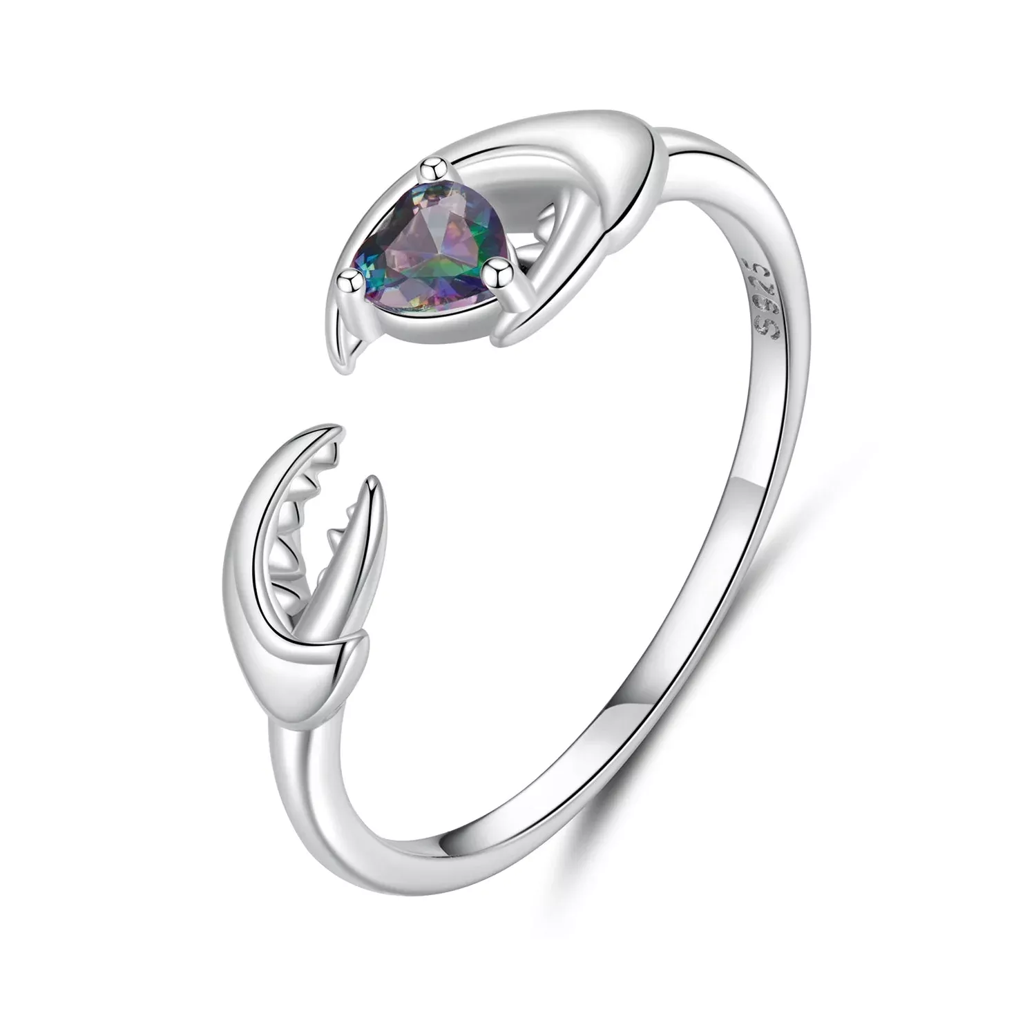925 Sterling Silver Transparent Glass Oxidized Silver Ring for Women