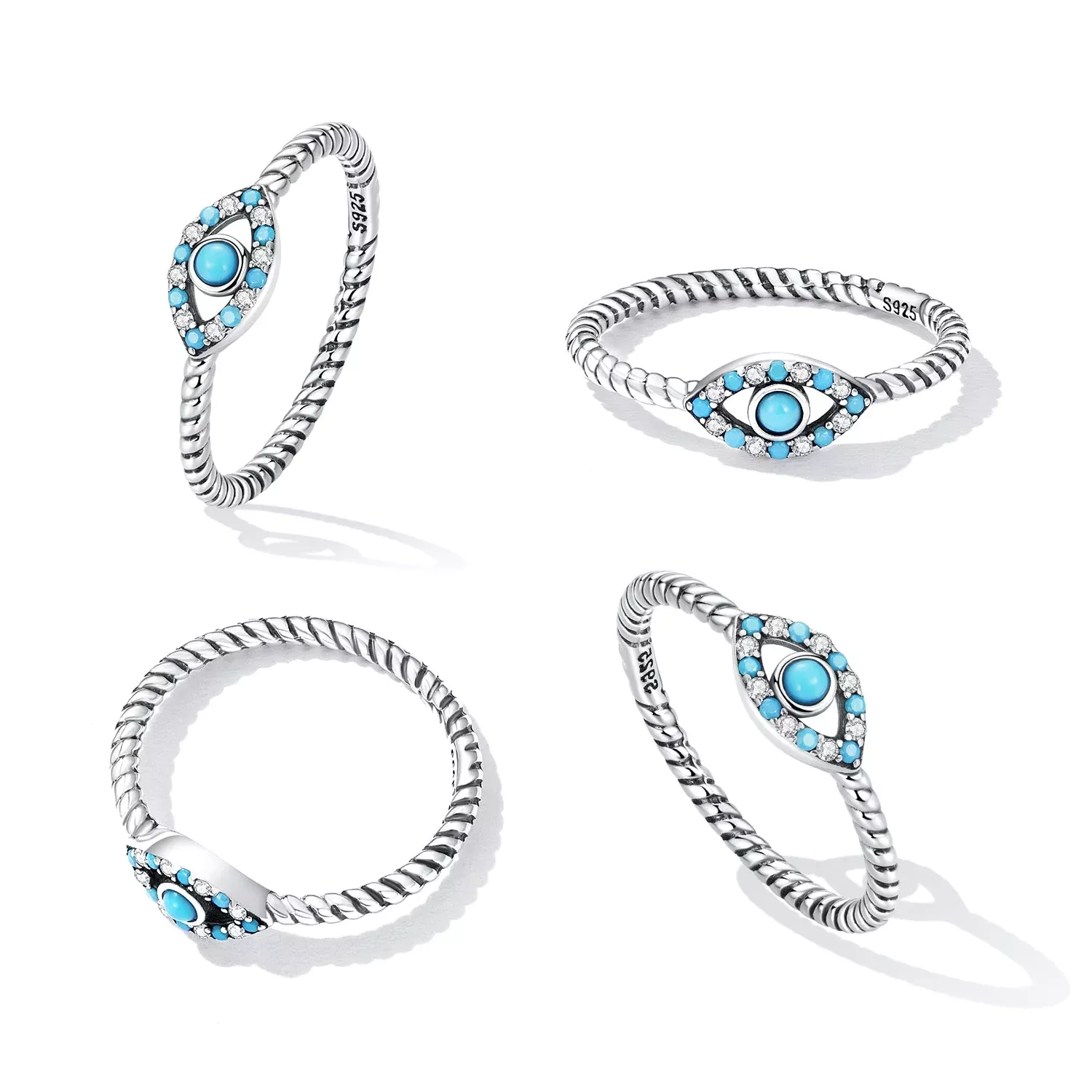 925 Sterling Silver Turquoise Adjustable Ring Size 8 for Women