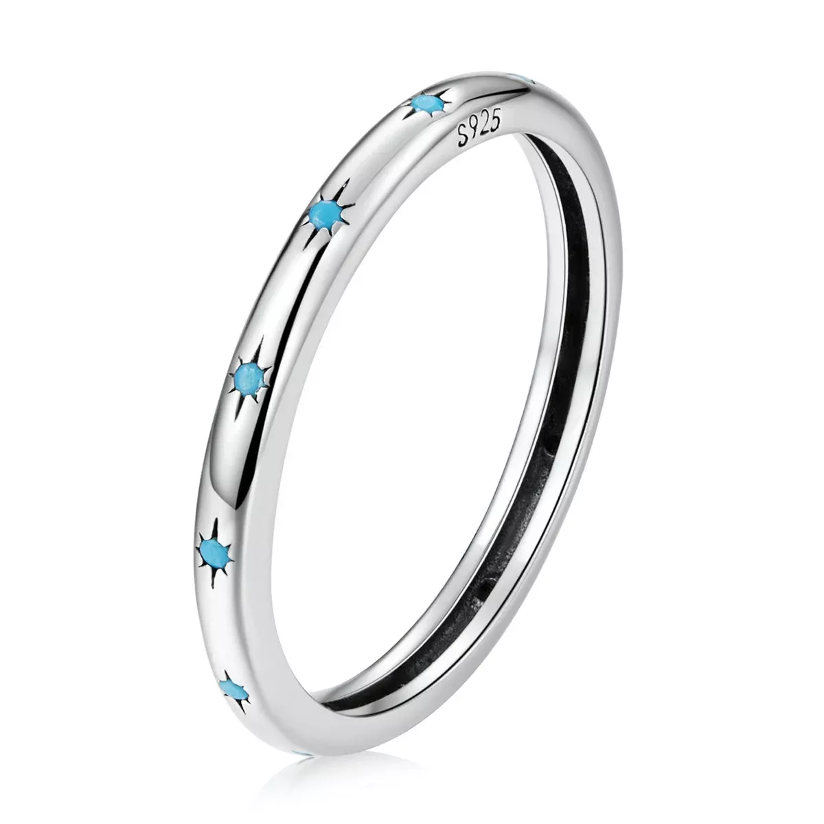 925 Sterling Silver Turquoise Oxidized Silver Ring Size 6 for Women