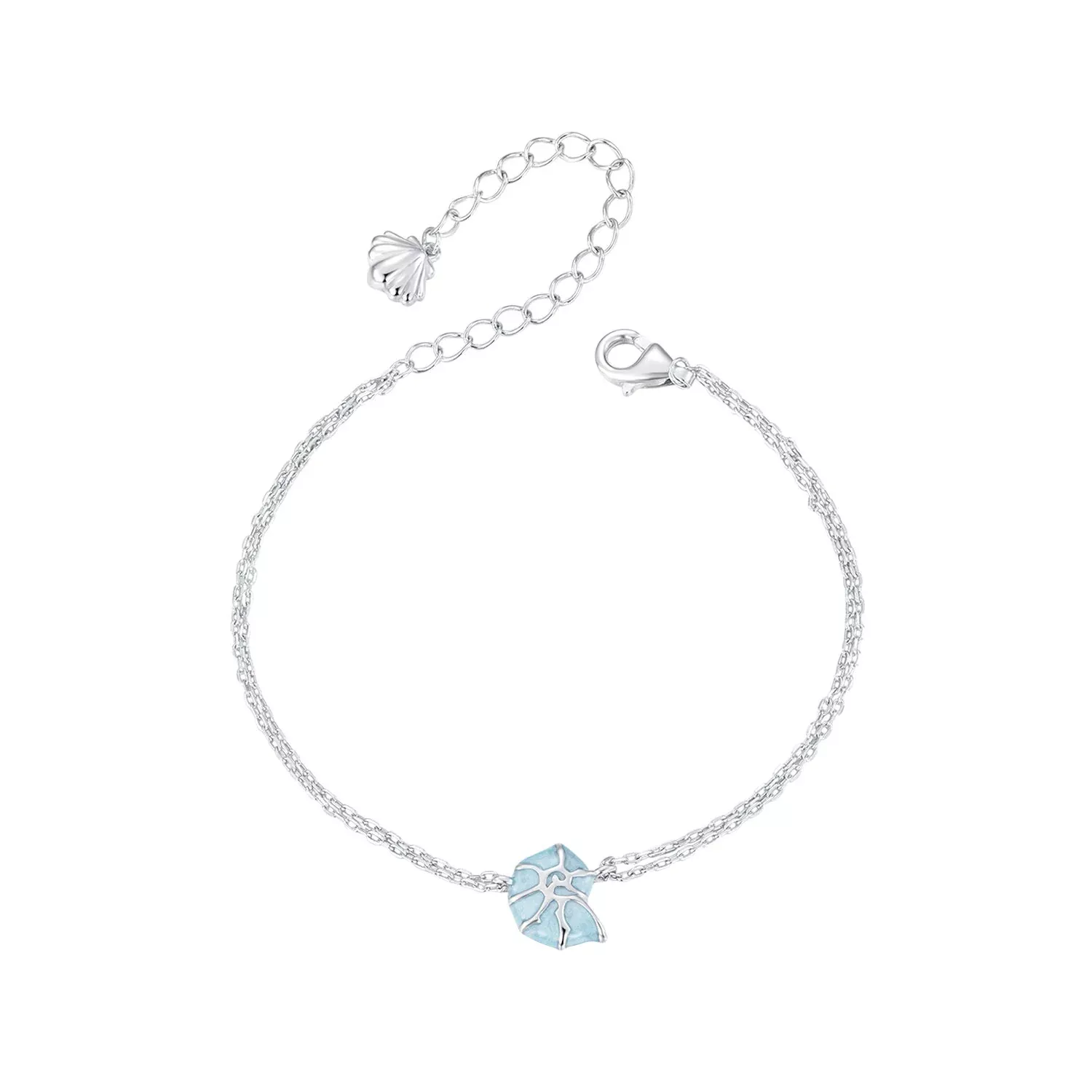 925 Sterling Silver White Gold Plated Bracelet with Enamel Process