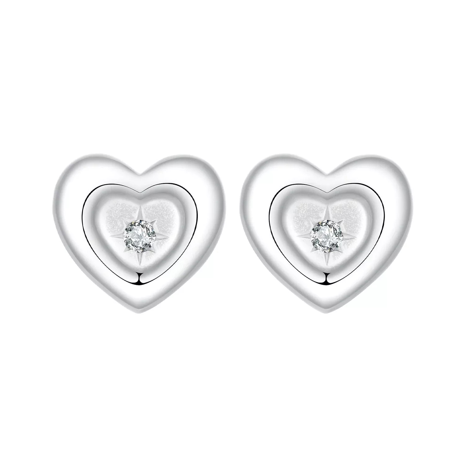 925 Sterling Silver White Gold Plated CZ Earrings