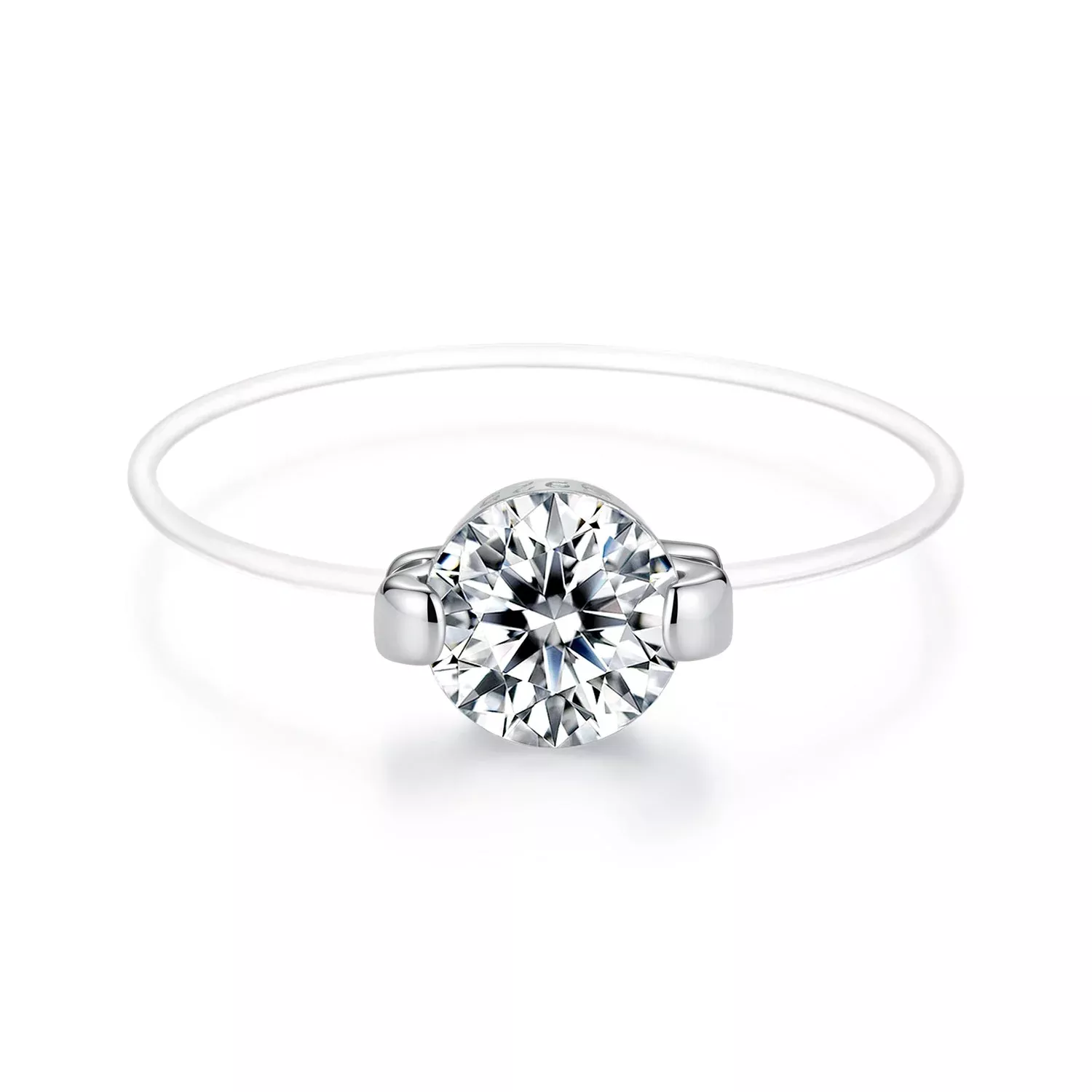 925 Sterling Silver White Gold Plated CZ Ring Size 6 for Women