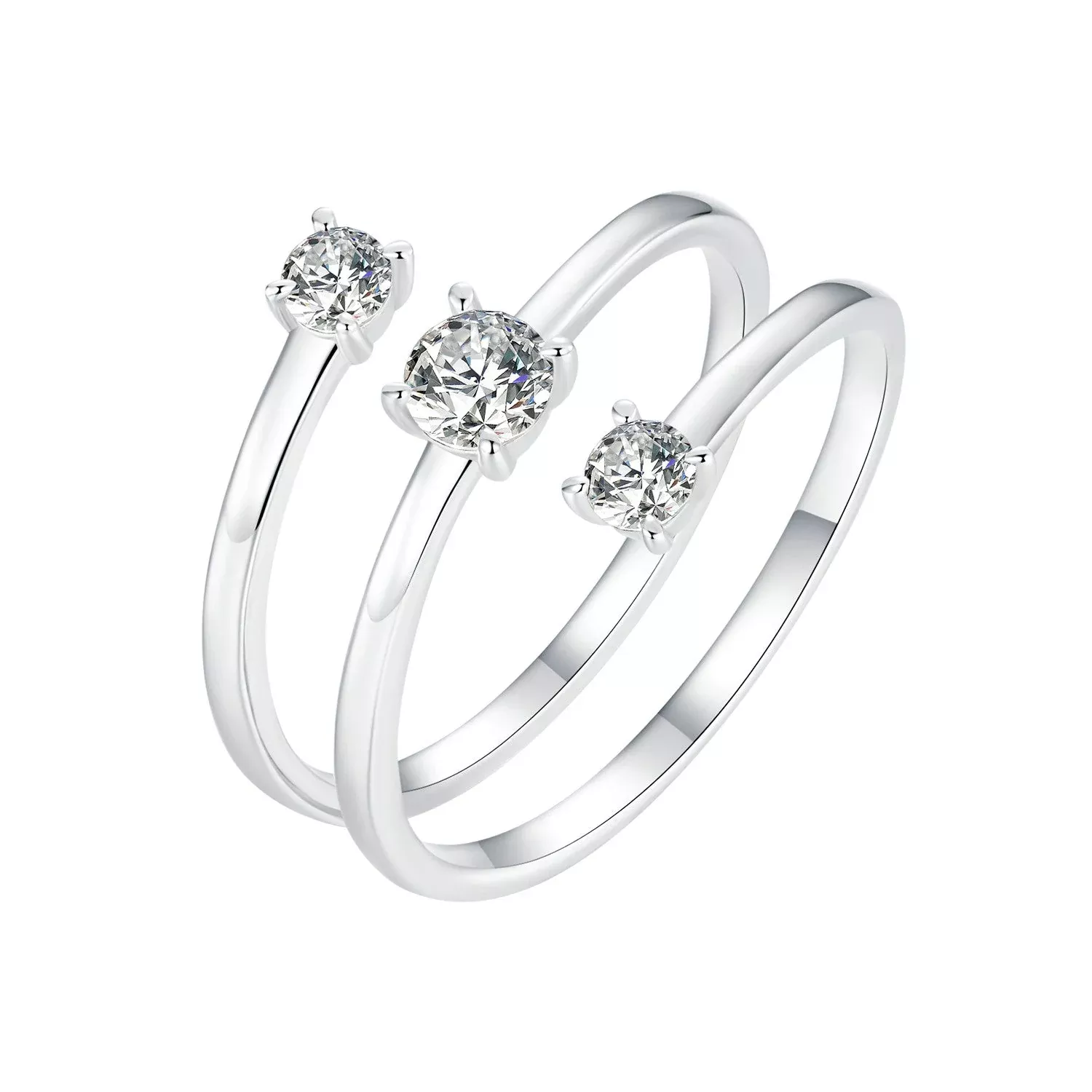 925 Sterling Silver White Gold Plated CZ Ring for Women