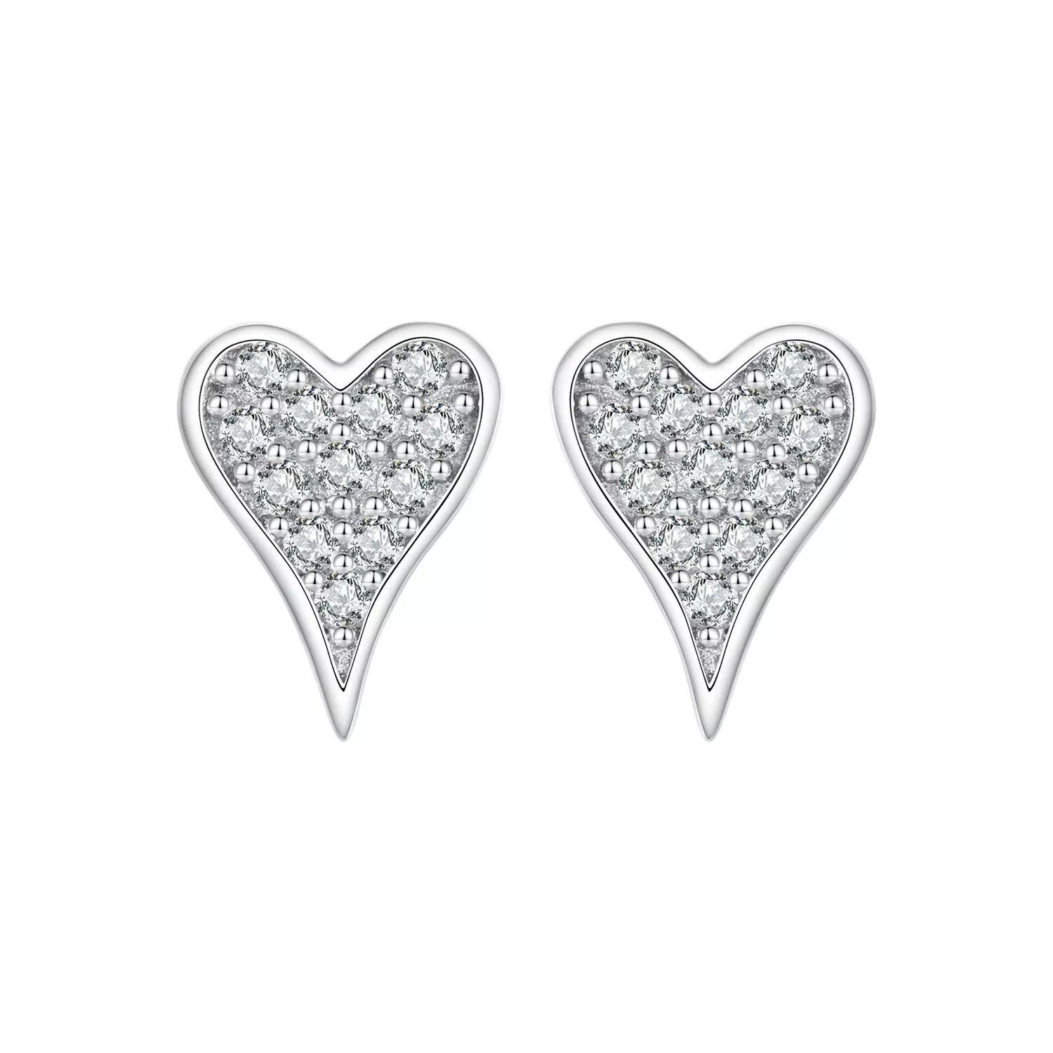 925 Sterling Silver White Gold Plated Pavé CZ Earrings