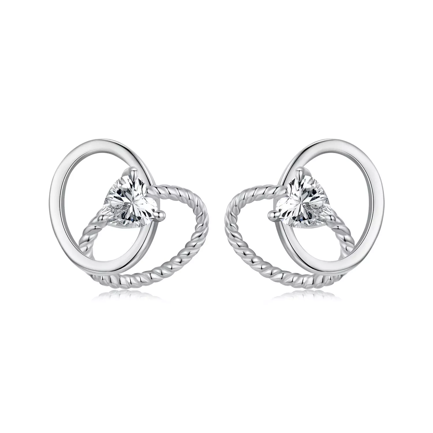 925 Sterling Silver White Gold Plated Pavé Setting CZ Earrings