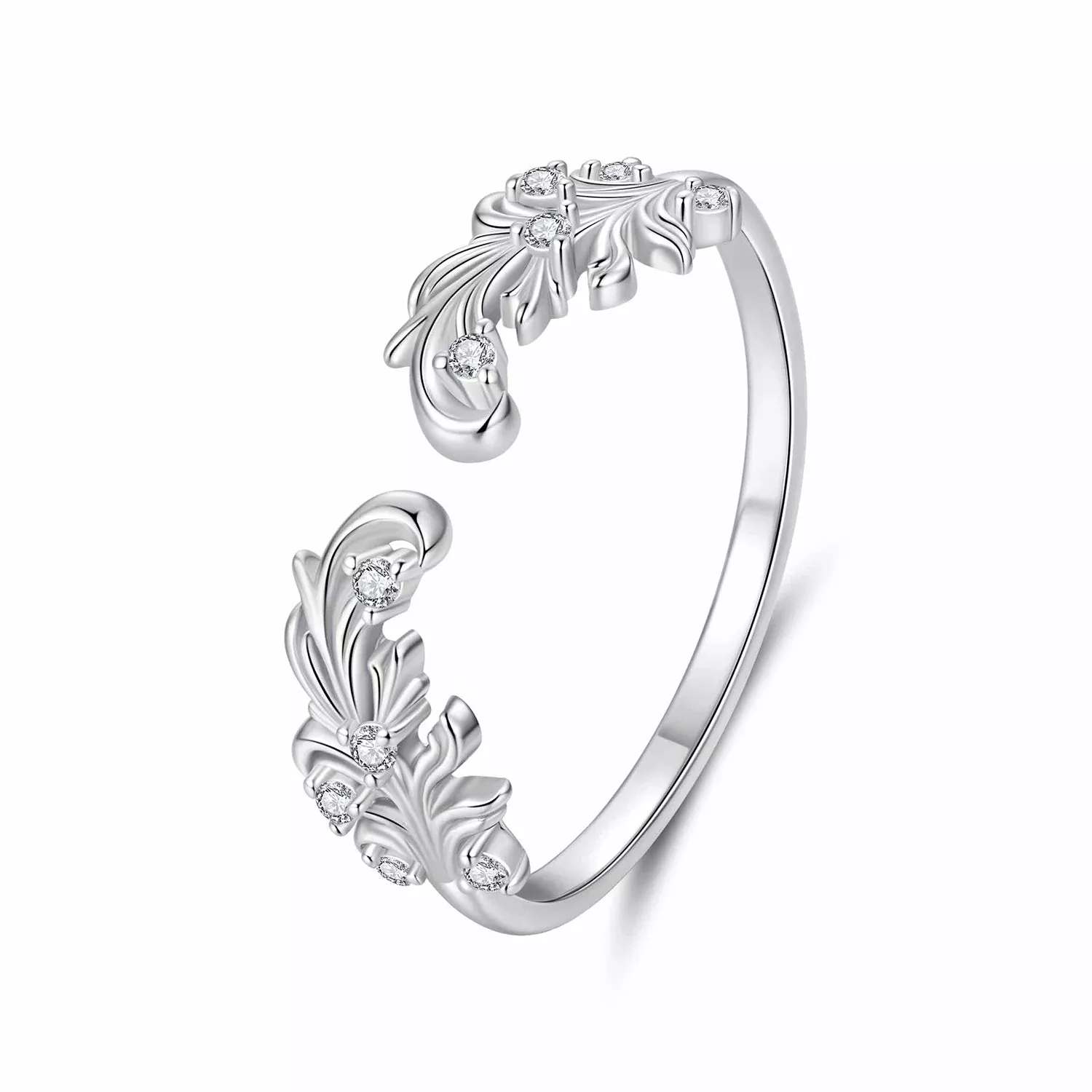 925 Sterling Silver White Gold Plated Ring with Pavé Setting CZ for Women