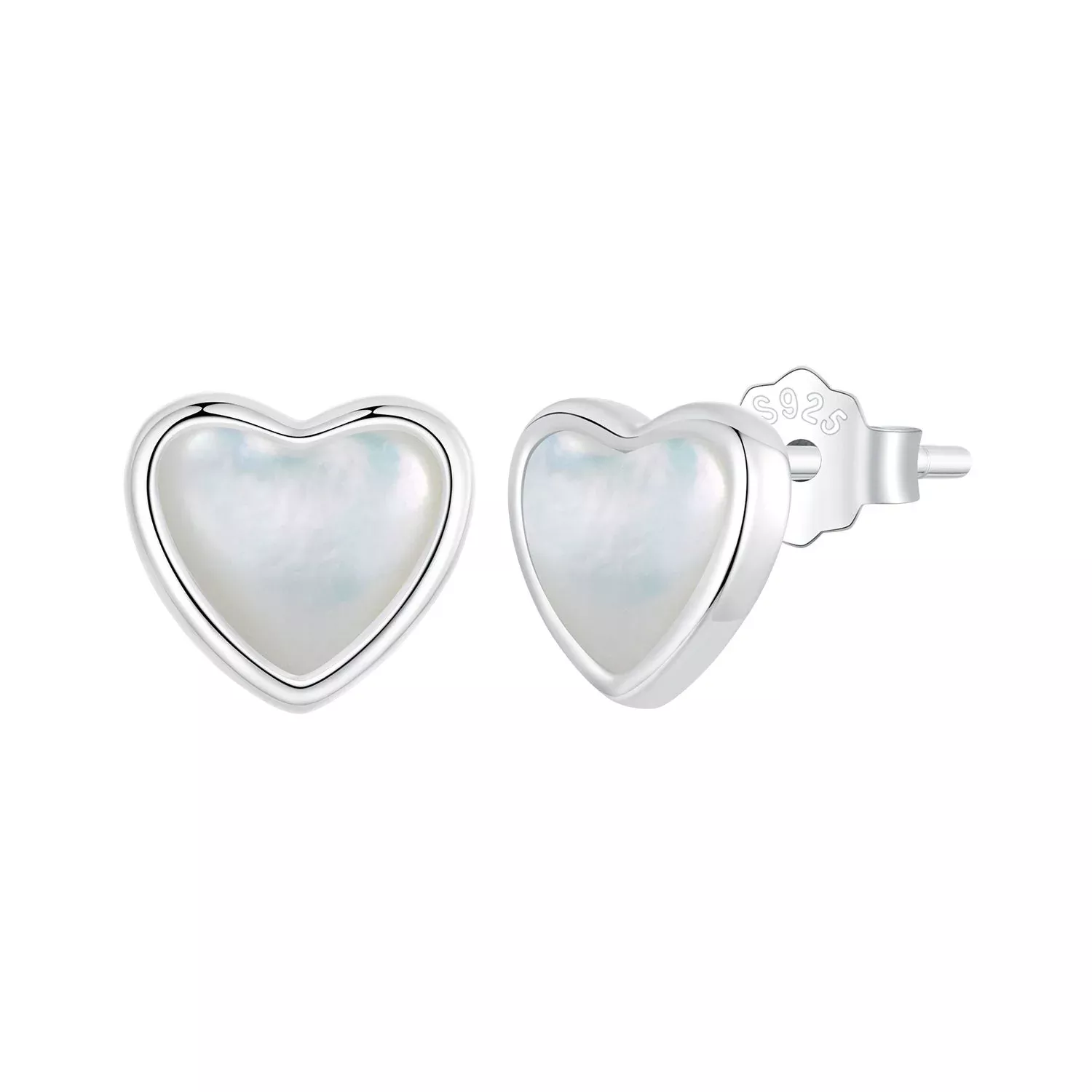 925 Sterling Silver White Shell Plated White Gold Earrings Size 7*8mm