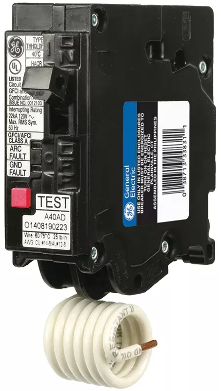 ABB THQL1120DFP Circuit Breaker, AFCI, Dual Function, GFCI, 20 A, 1 -Pole, 120/240 VAC, Plug Mounting