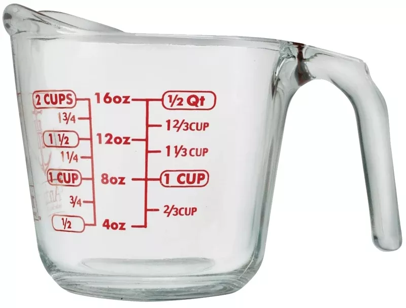 Anchor Hocking 551770L13 Measuring Cup, Glass, Clear 2-Cup, Pack of 4