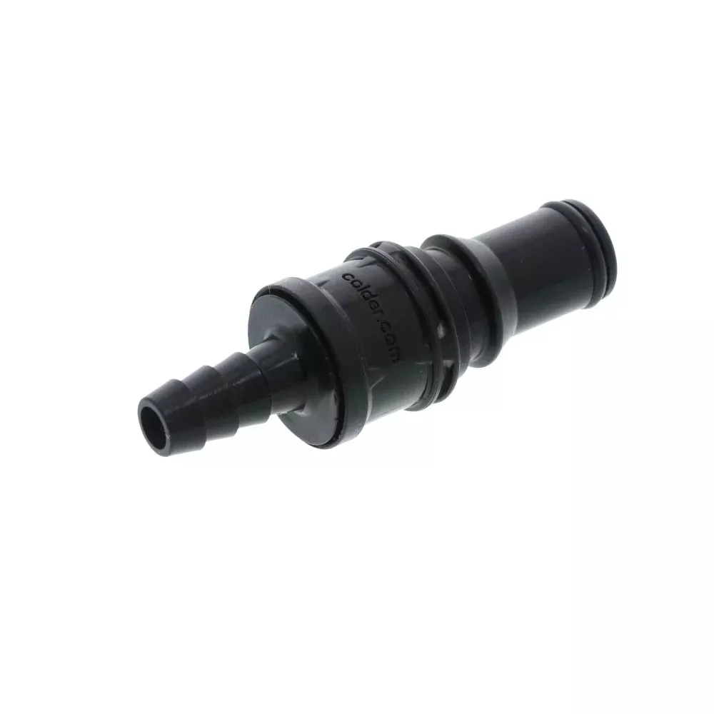 BACD22004MBLK Valved In-Line Hose Barb Coupling Insert Molded Black 1/4 ID Barb