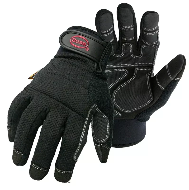 Boss 5203L Utility Gloves, L, PVC, Black