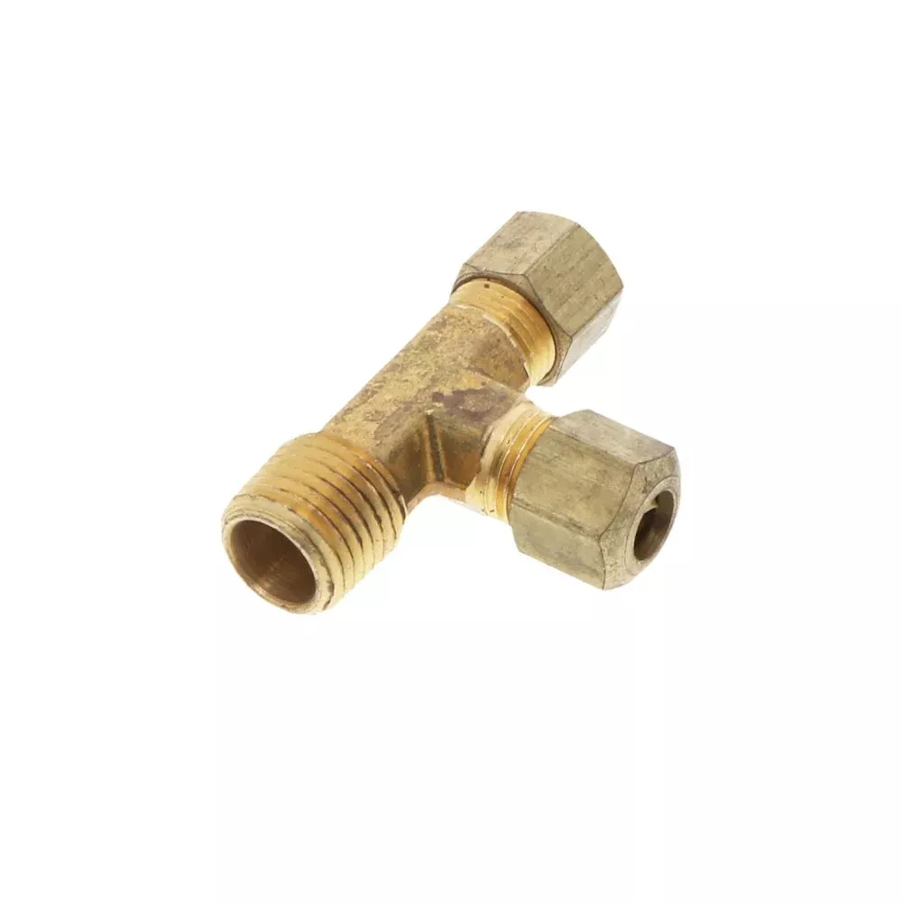 Brass Male Run Tee 1/4 Compression x 1/4 MPT x 1/4 Compression