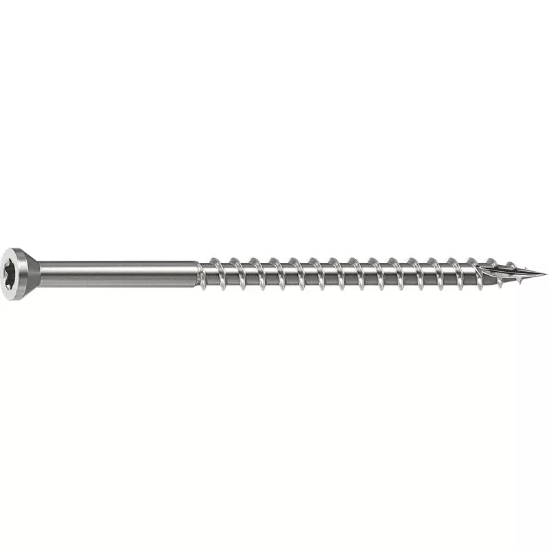 Camo 0350170 Deck Screw, 0.163 in Thread, 3 in L, Trim Head, Star Drive, Sharp, Type-17 Point, 305 Stainless Steel, 100