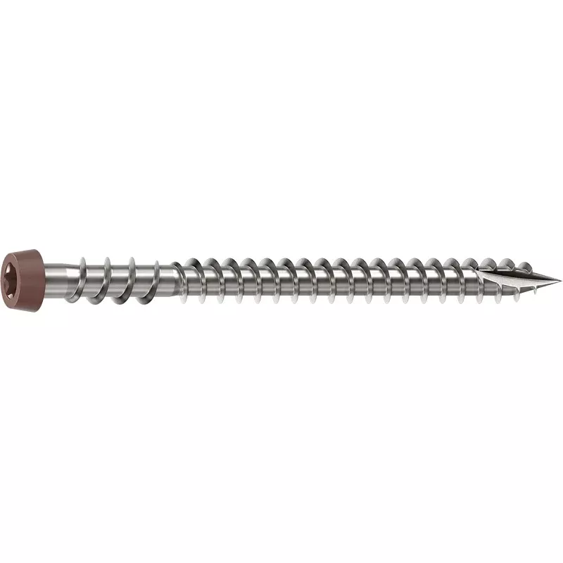 Camo 0367158BS Deck Screw, #10 Thread, 2-1/2 in L, Reverse Upper Thread, Trim Head, Star Drive, Sharp, Brown