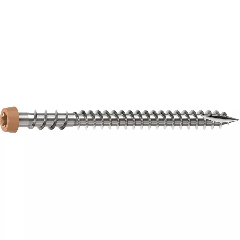 Camo 0367158CS Deck Screw, #10 Thread, 2-1/2 in L, Reverse Upper Thread, Trim Head, Star Drive, Sharp, Cedar