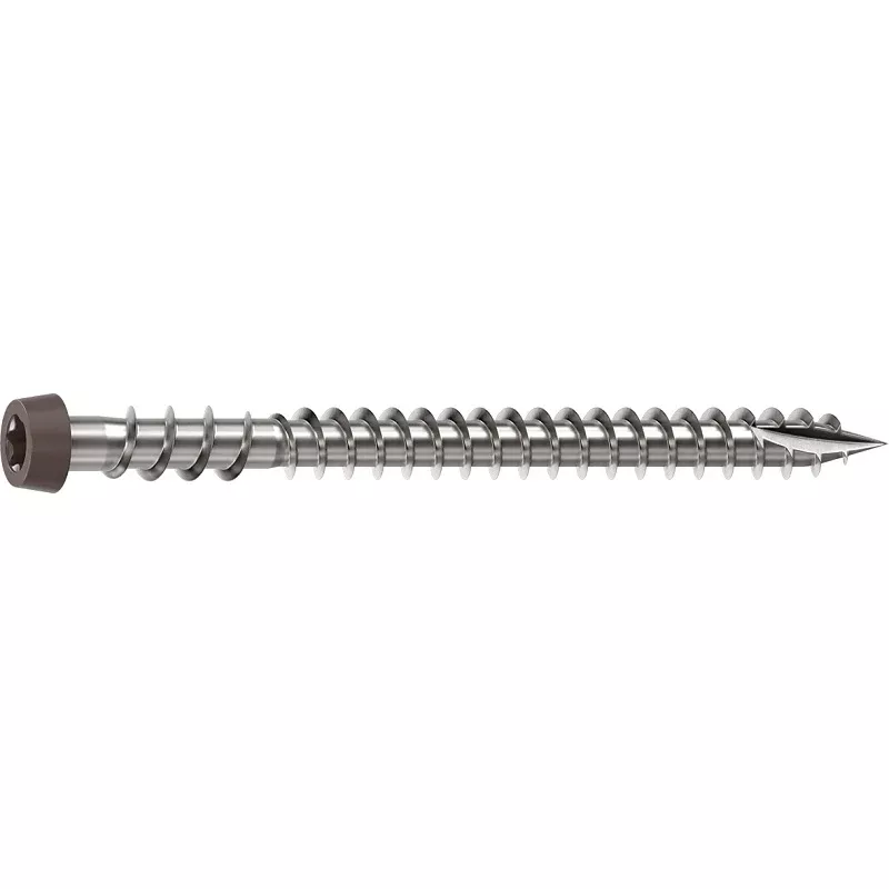 Camo 0367158DS Deck Screw, #10 Thread, 2-1/2 in L, Reverse Upper Thread, Trim Head, Star Drive, Sharp, Dark Brown