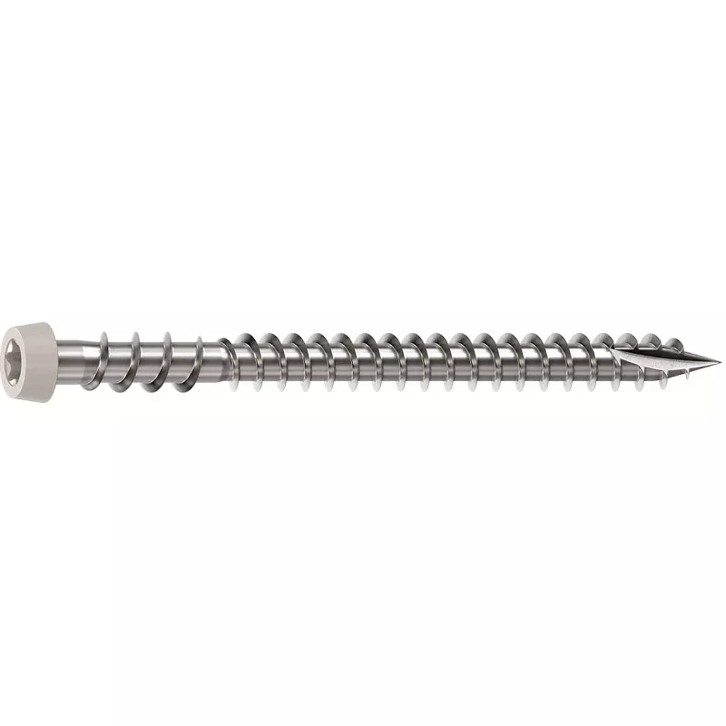 Camo 0367158NS Deck Screw, #10 Thread, 2-1/2 in L, Reverse Upper Thread, Trim Head, Star Drive, Sharp, Stone Gray