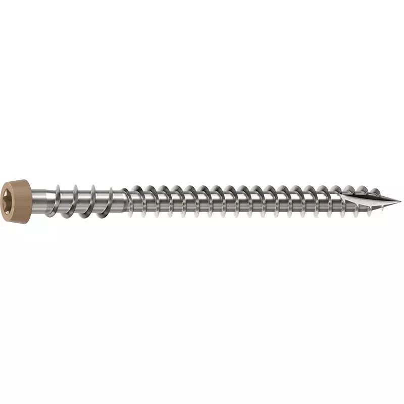Camo 0367158TS Deck Screw, #10 Thread, 2-1/2 in L, Reverse Upper Thread, Trim Head, Star Drive, Type-17 Point, Tan